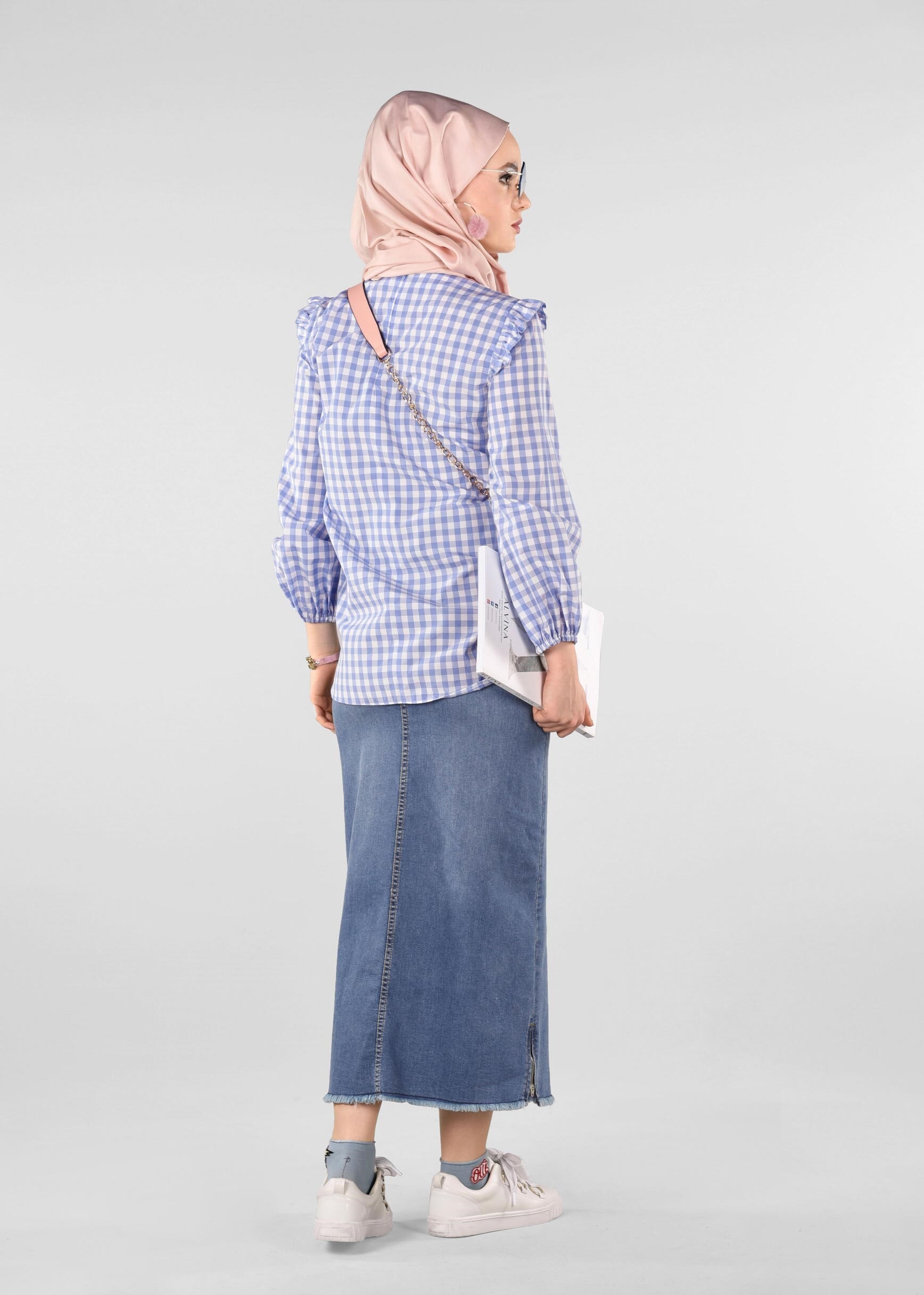 Tesettür giyim MAVİ 6160 BELİSA ETEK 38/46