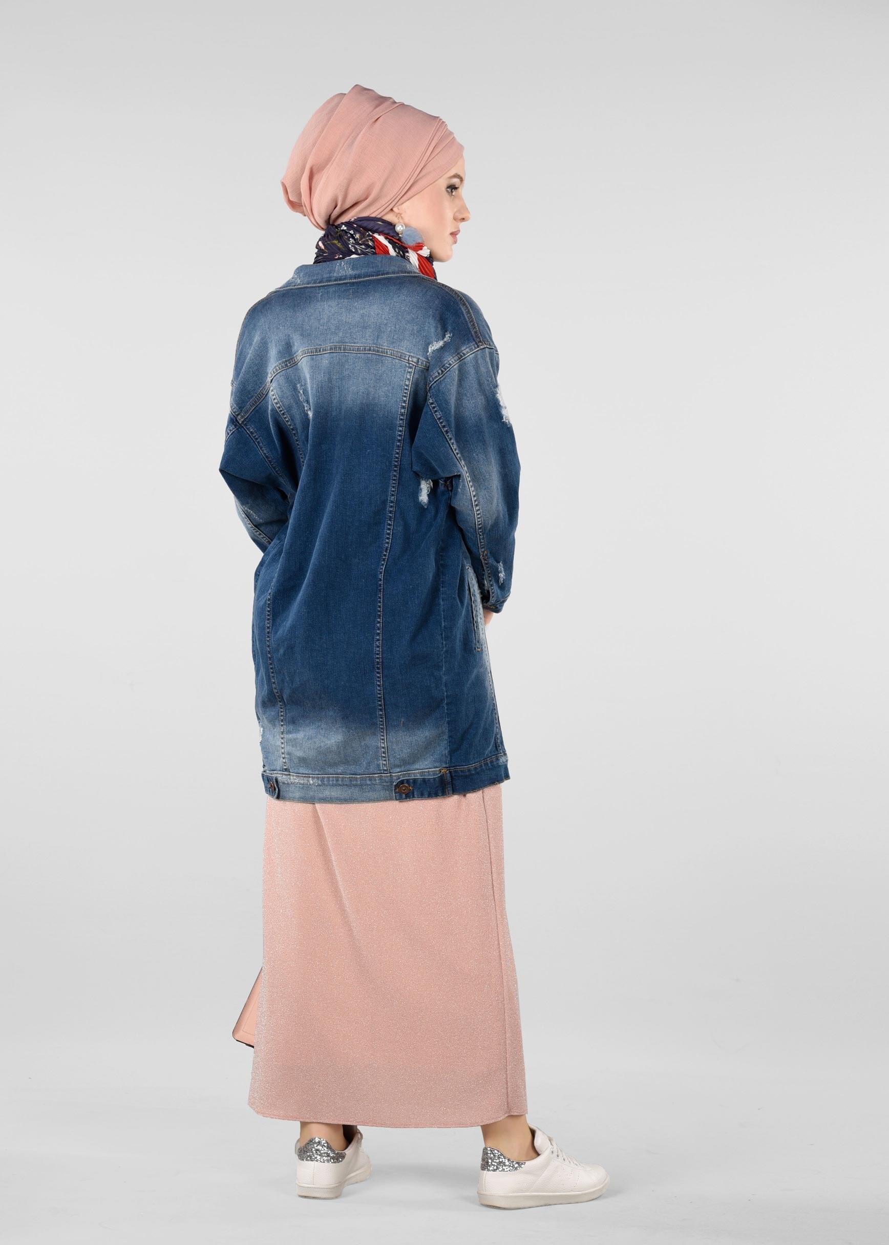 Tesettür giyim PUDRA BELİ LASTİKLİ SİMLİ ETEK 6162