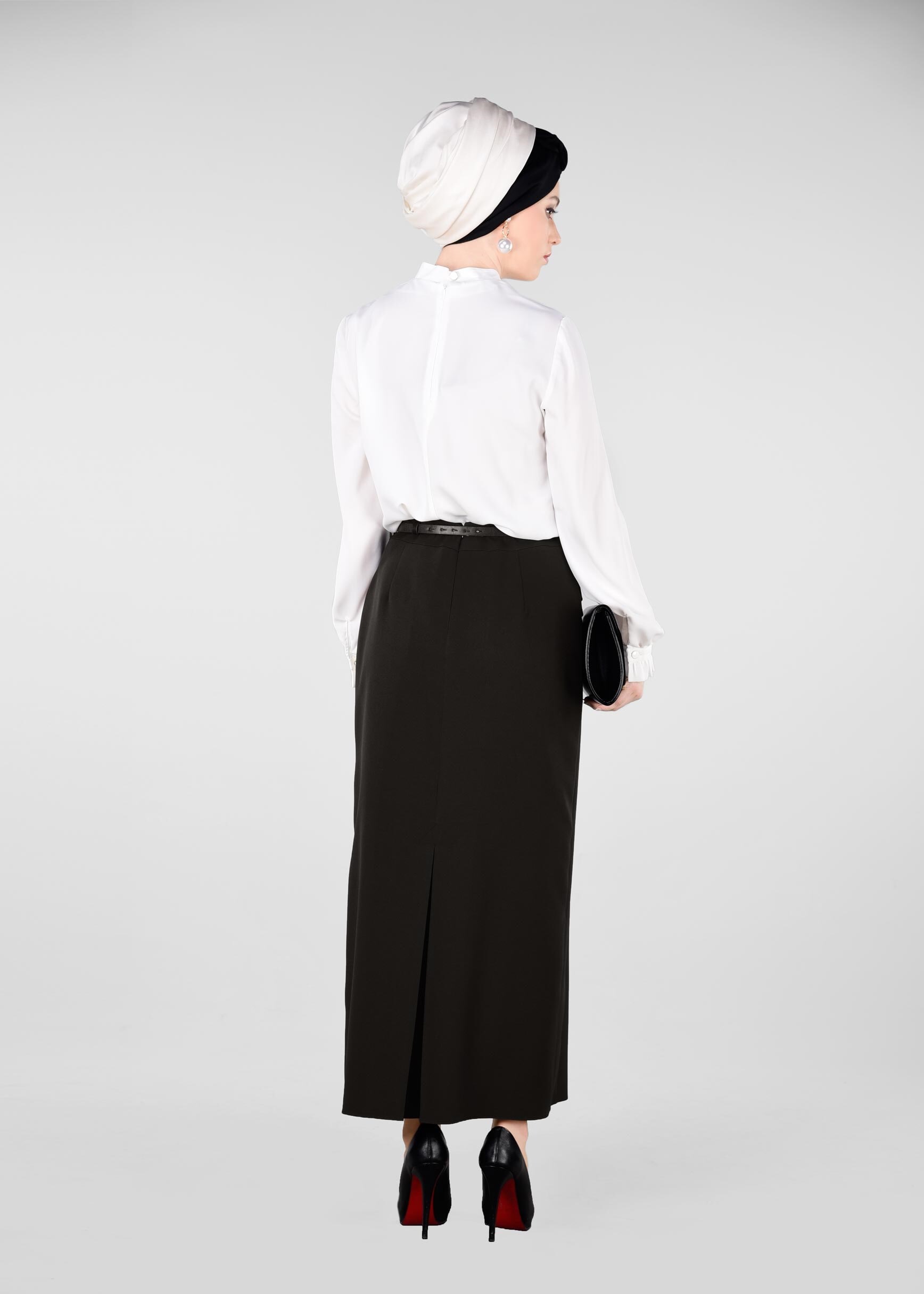 Tesettür giyim SİYAH GİZLİ YIRTMAÇLI ETEK 6165