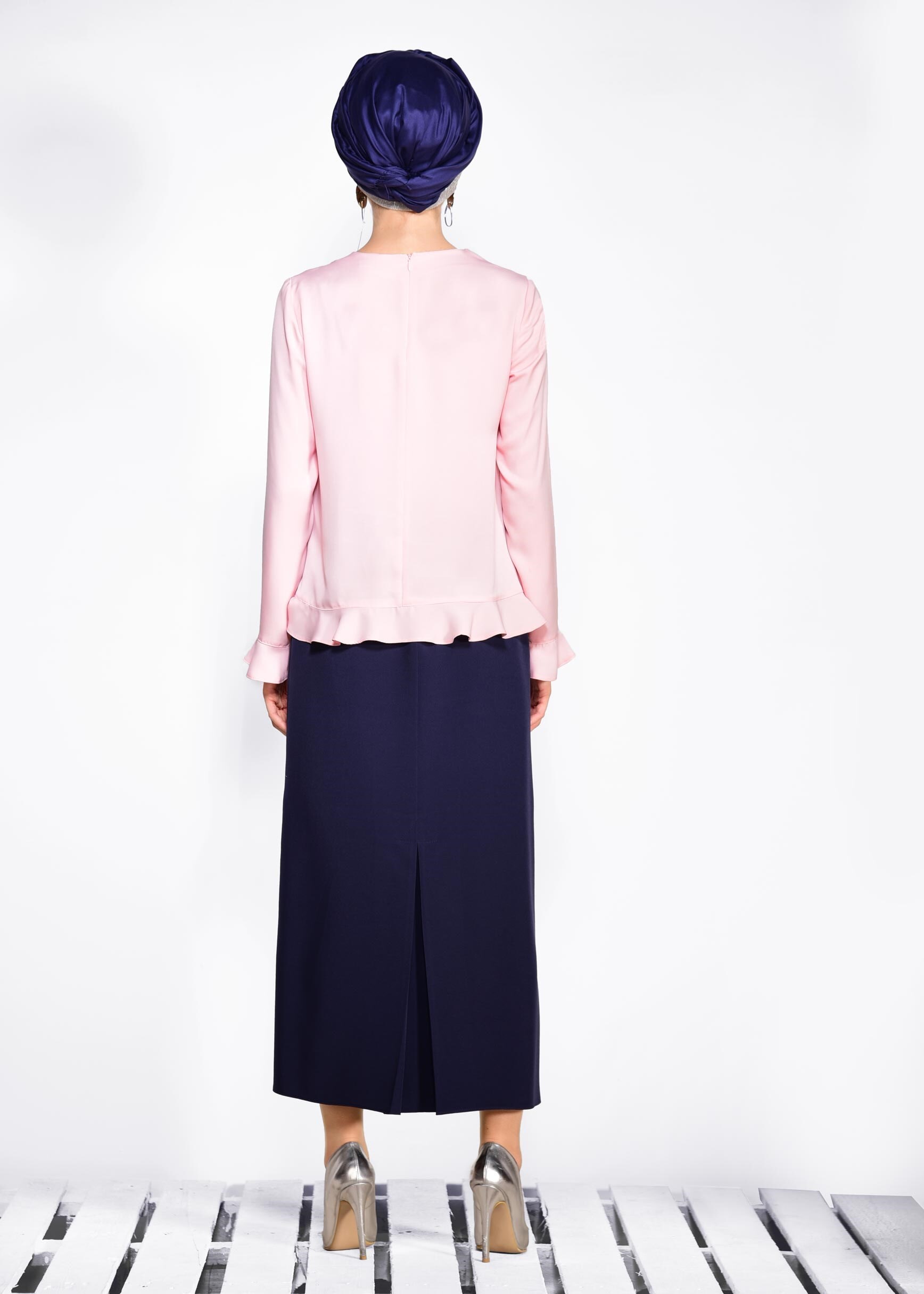 Tesettür giyim LACİVERT GİZLİ YIRTMAÇLI ETEK 6165