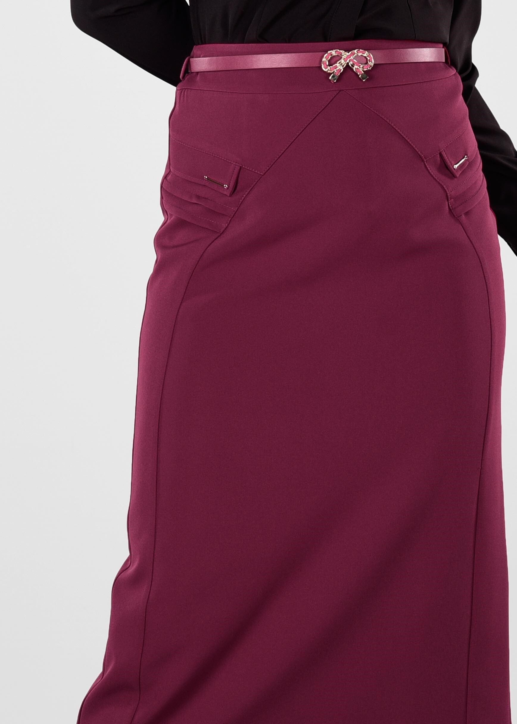 Tesettür giyim MOR GİZLİ YIRTMAÇLI ETEK 6165