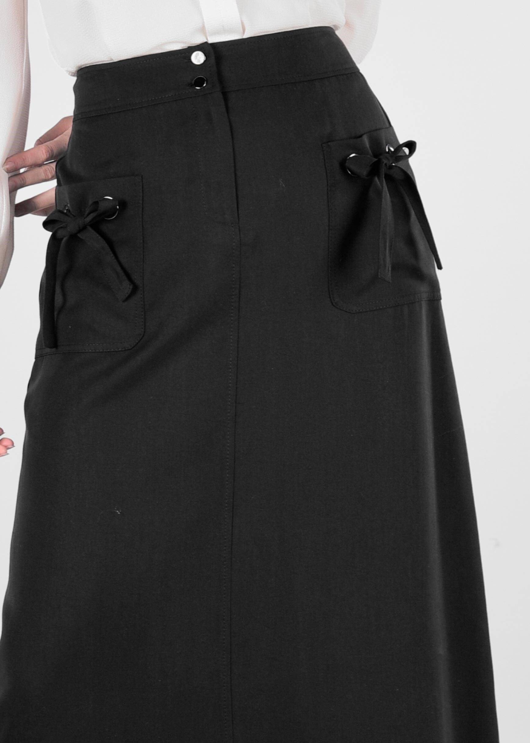 Tesettür giyim SİYAH CEP DETAYLI ETEK 6169