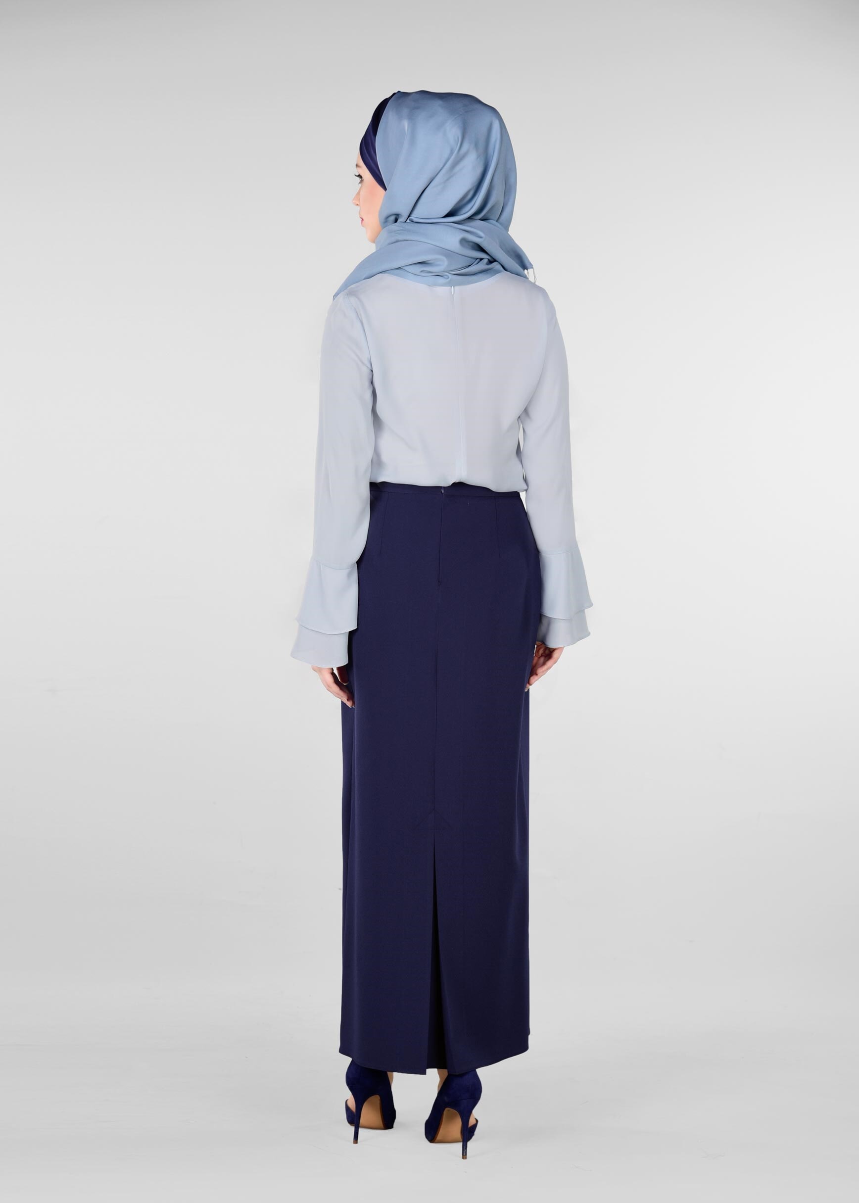 Tesettür giyim LACİVERT GİZLİ YIRTMAÇLI ETEK 6172
