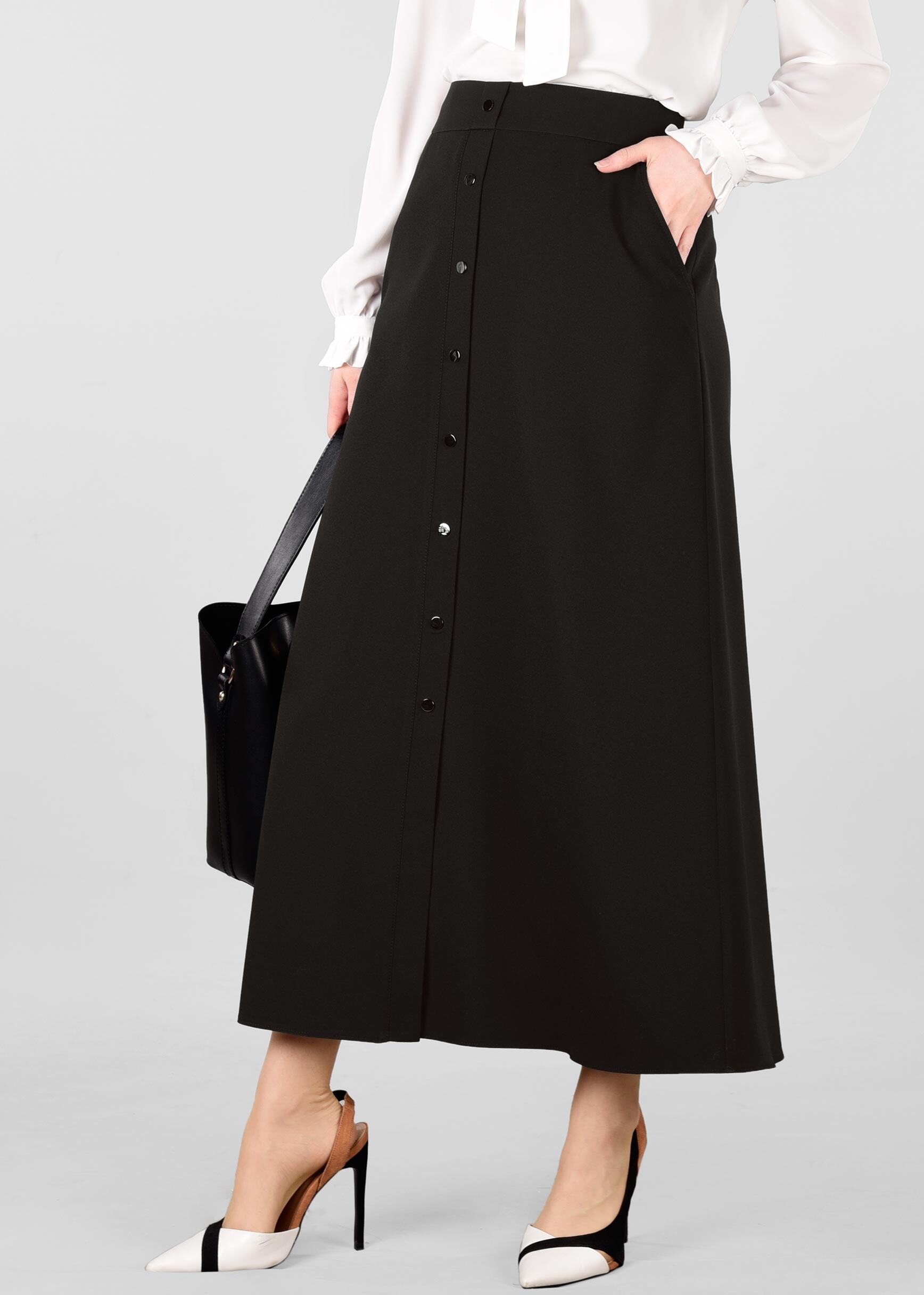 Tesettür giyim SİYAH 6173 ZADE ETEK 38/46 TEK40