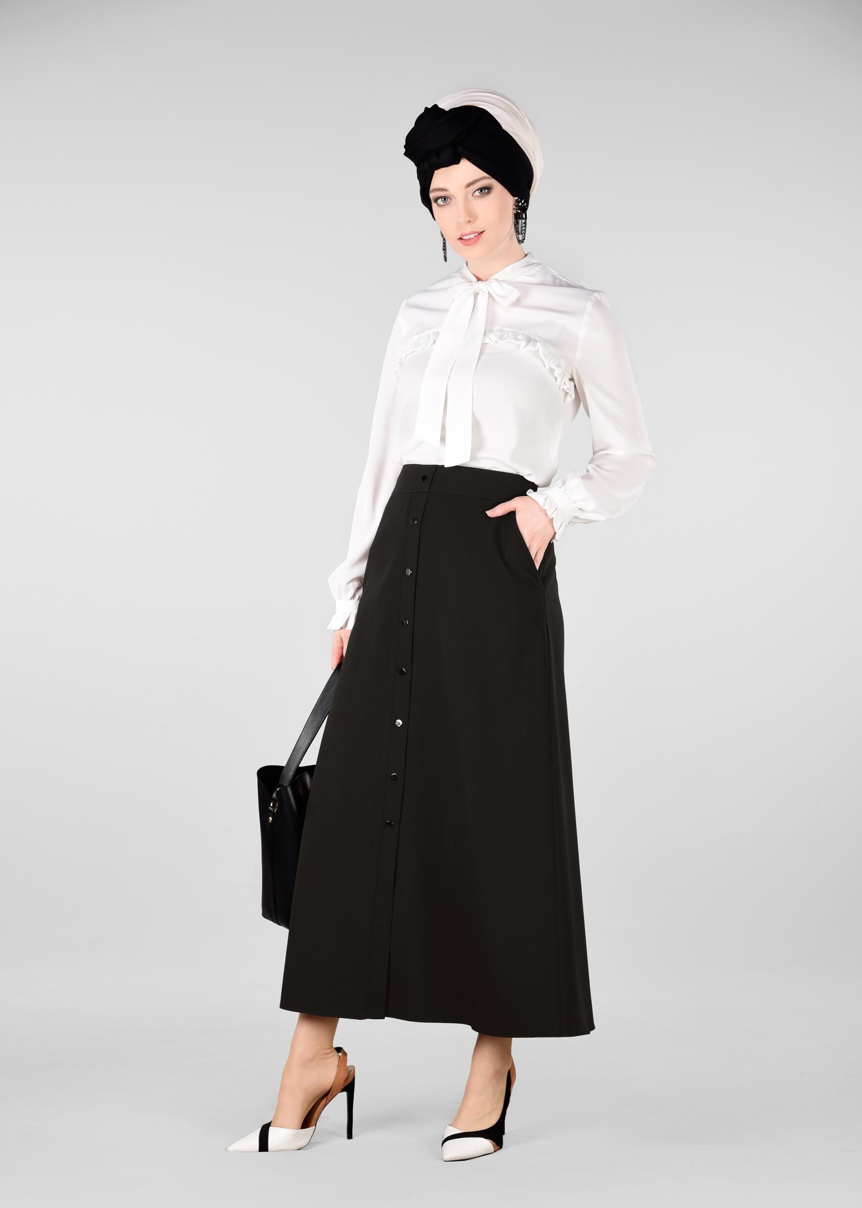 Tesettür giyim SİYAH 6173 ZADE ETEK 38/46 TEK40