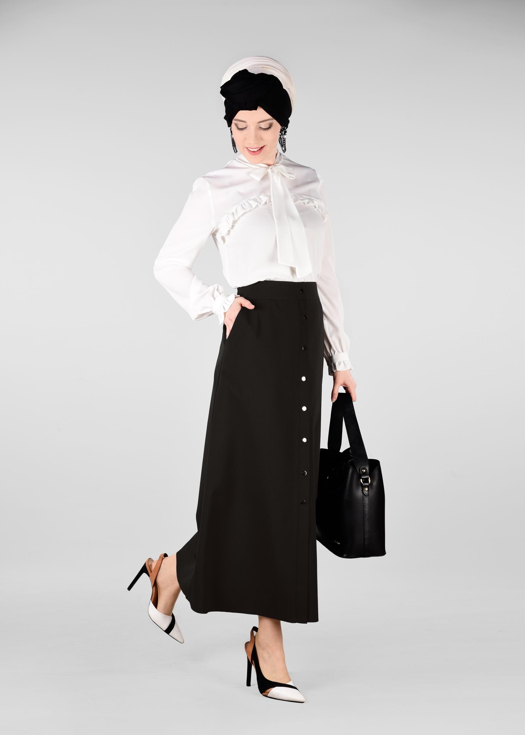 Tesettür giyim SİYAH 6173 ZADE ETEK 38/46 TEK40