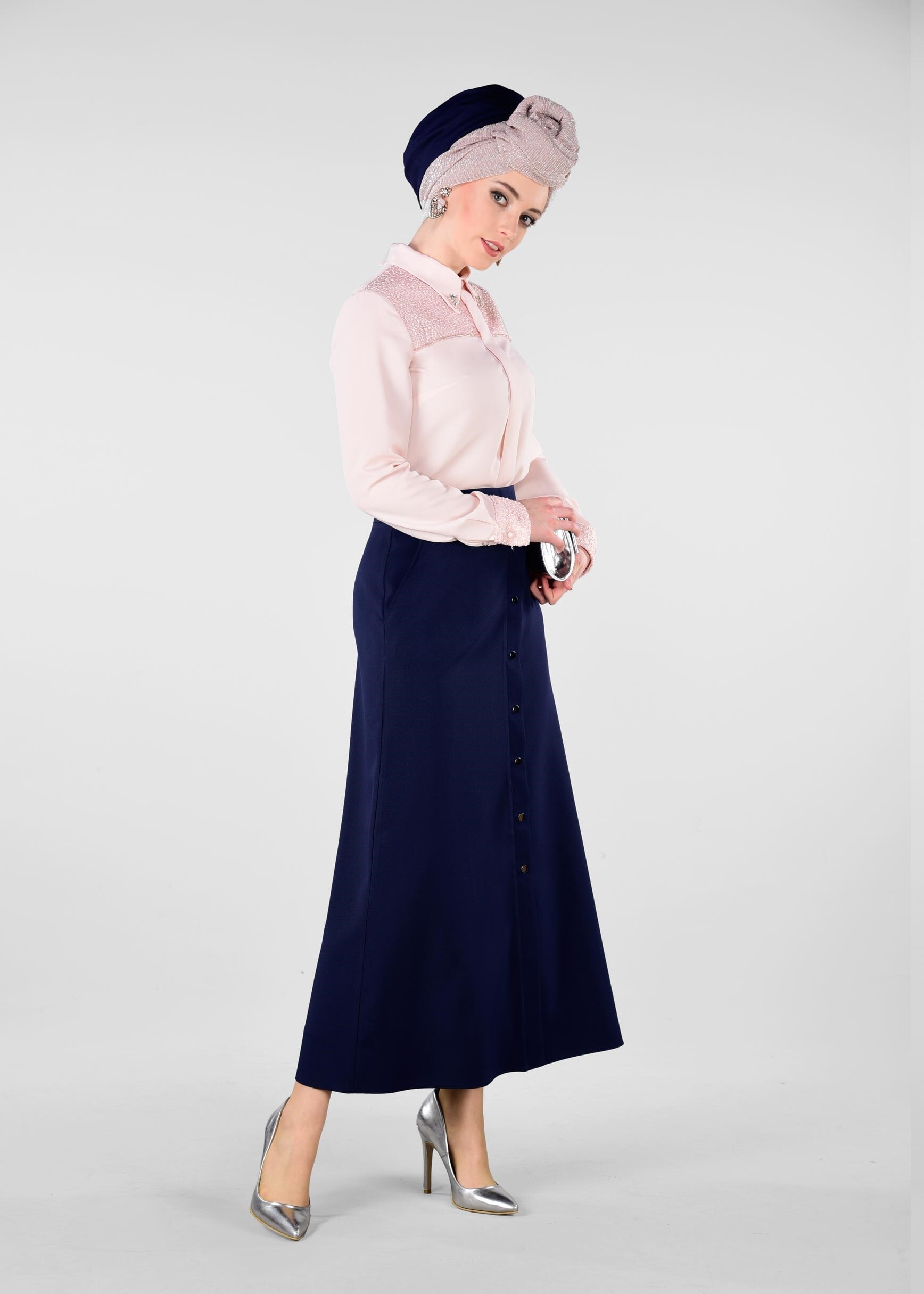 Tesettür giyim LACİVERT 6173 ZADE ETEK 38/46 TEK40