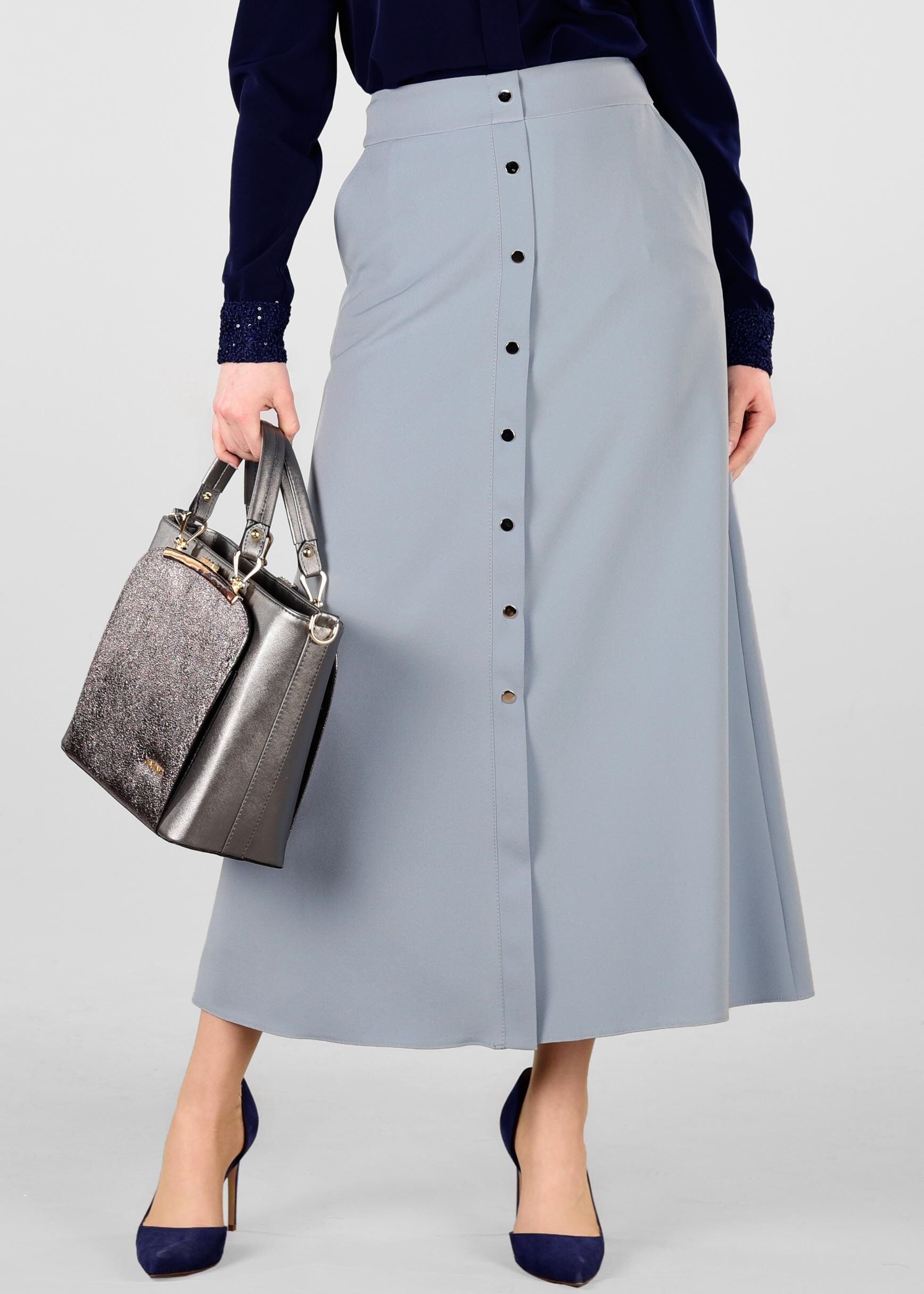 Tesettür giyim MAVİ 6173 ZADE ETEK 38/46 TEK40