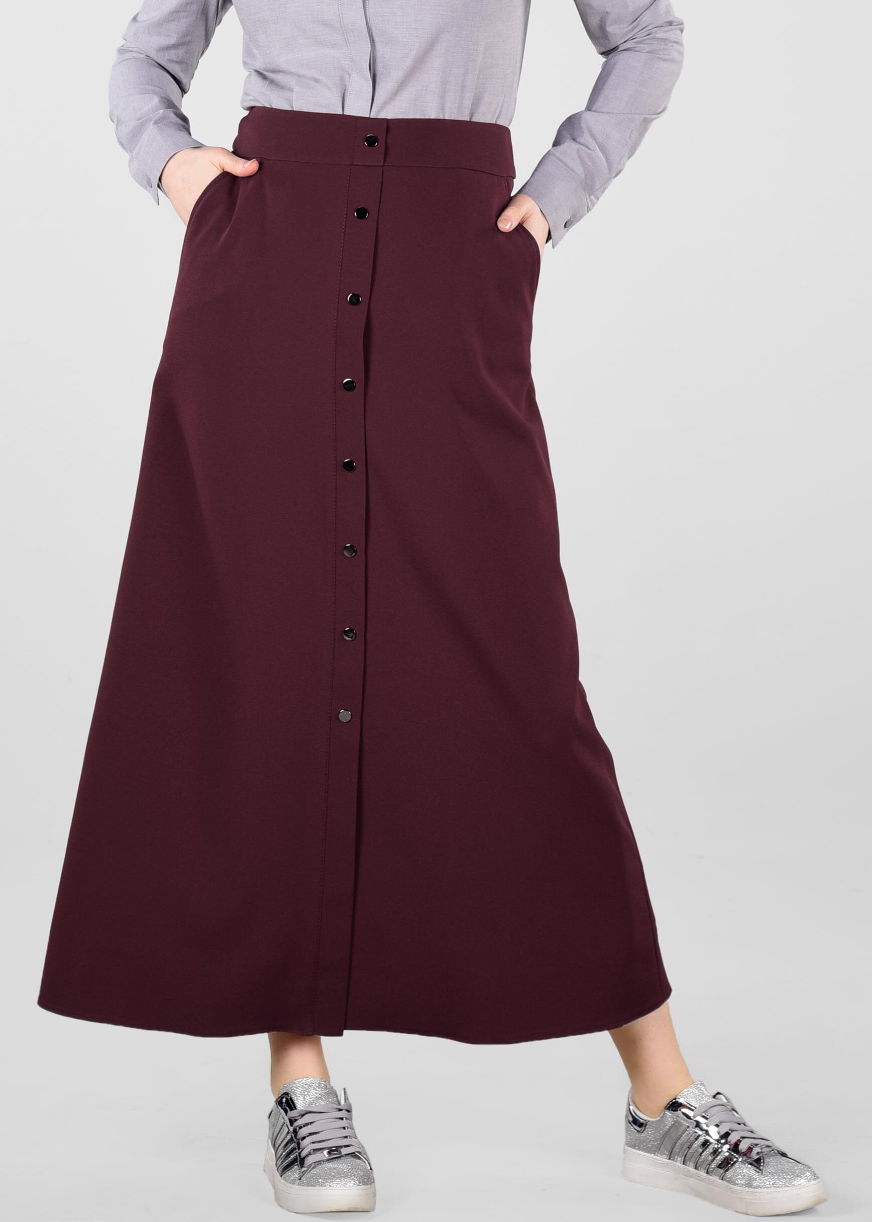 Tesettür giyim BORDO 6173 ZADE ETEK 38/46 TEK40