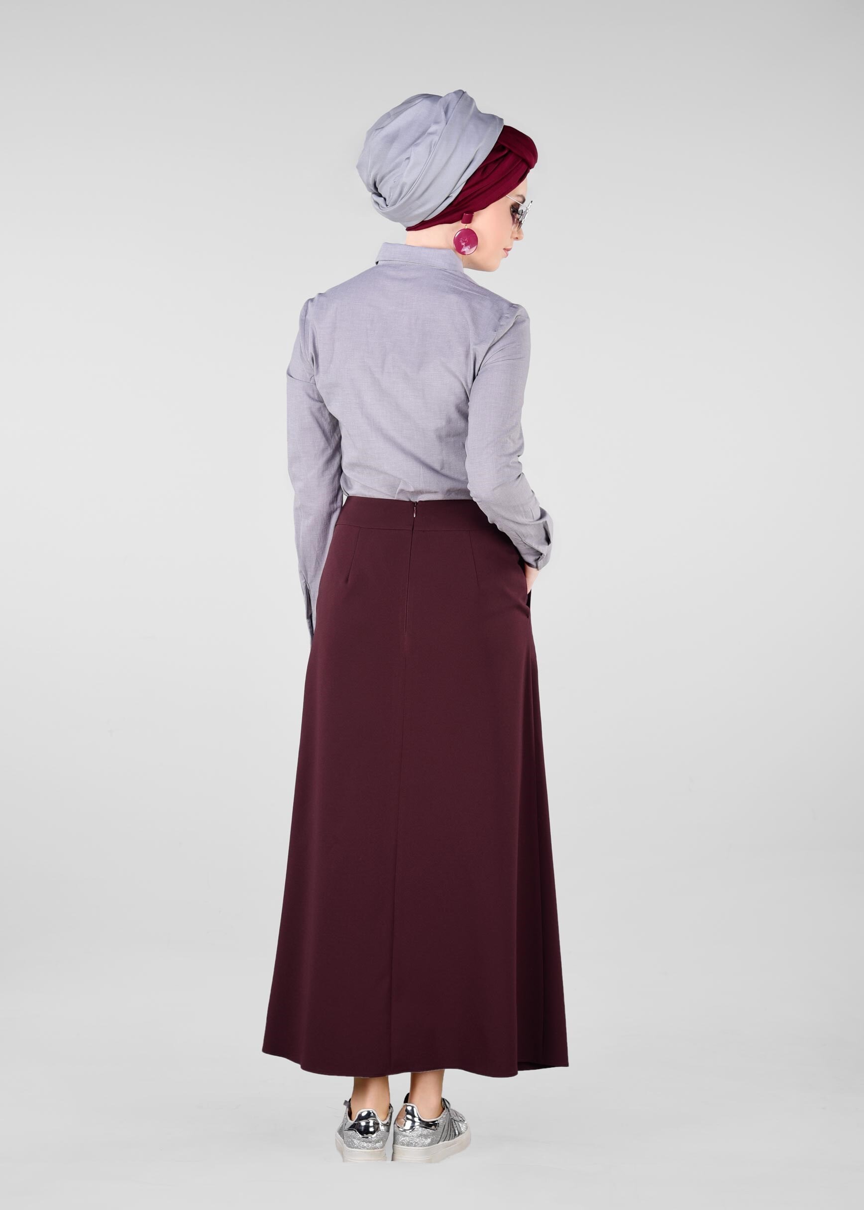 Tesettür giyim BORDO 6173 ZADE ETEK 38/46 TEK40