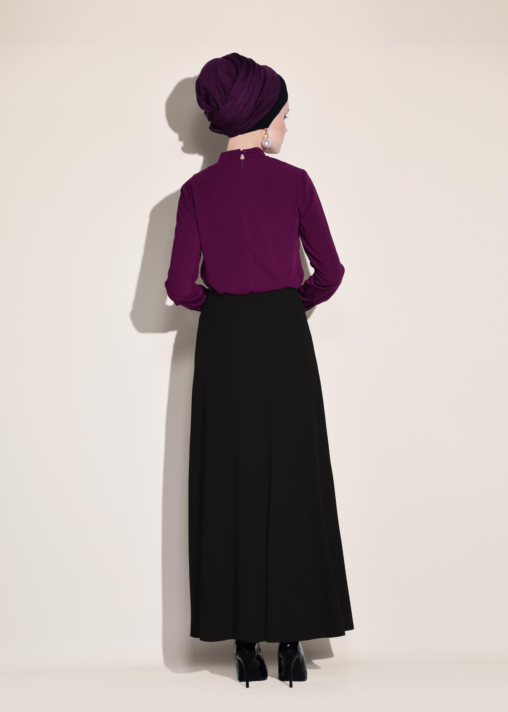 Tesettür giyim SİYAH KEMERLİ ETEK 6177