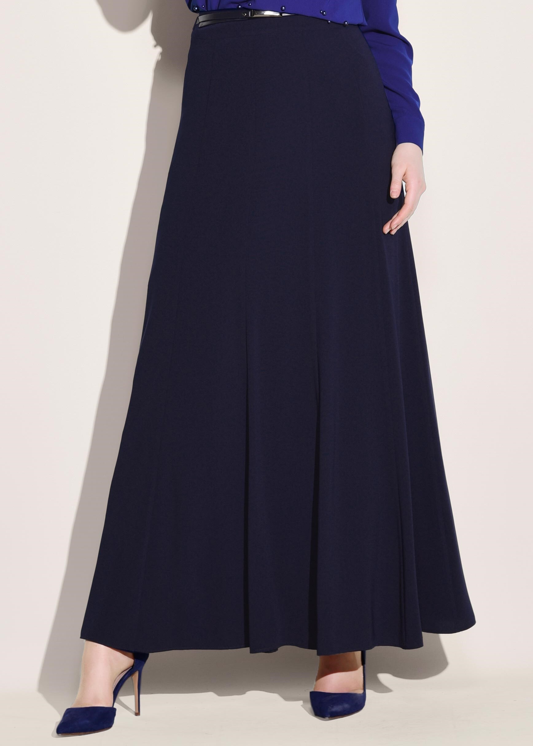 Tesettür giyim LACİVERT KEMERLİ ETEK 6177