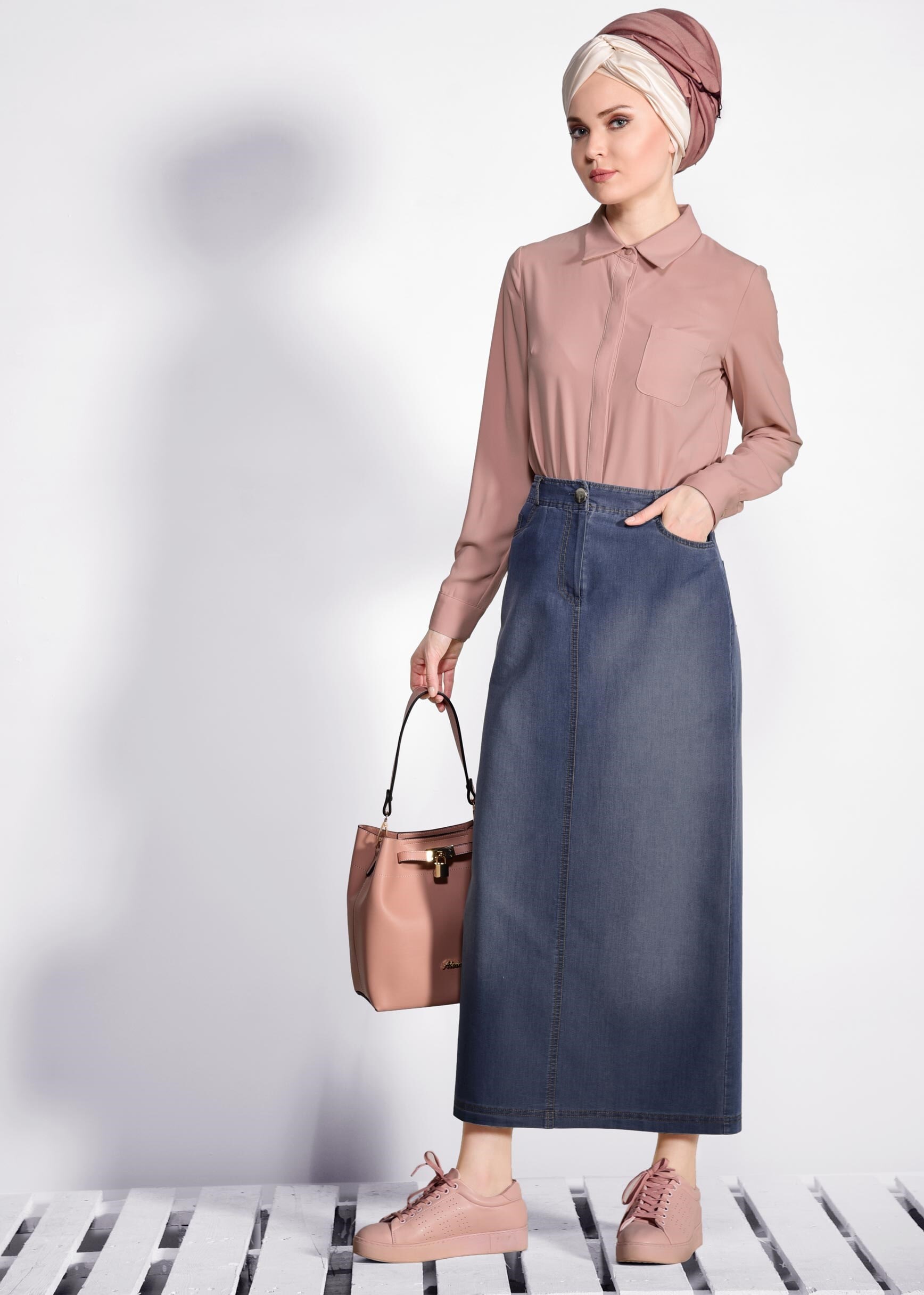 Tesettür giyim LACİVERT 6183 DALLAS ETEK 38/46 TEK40