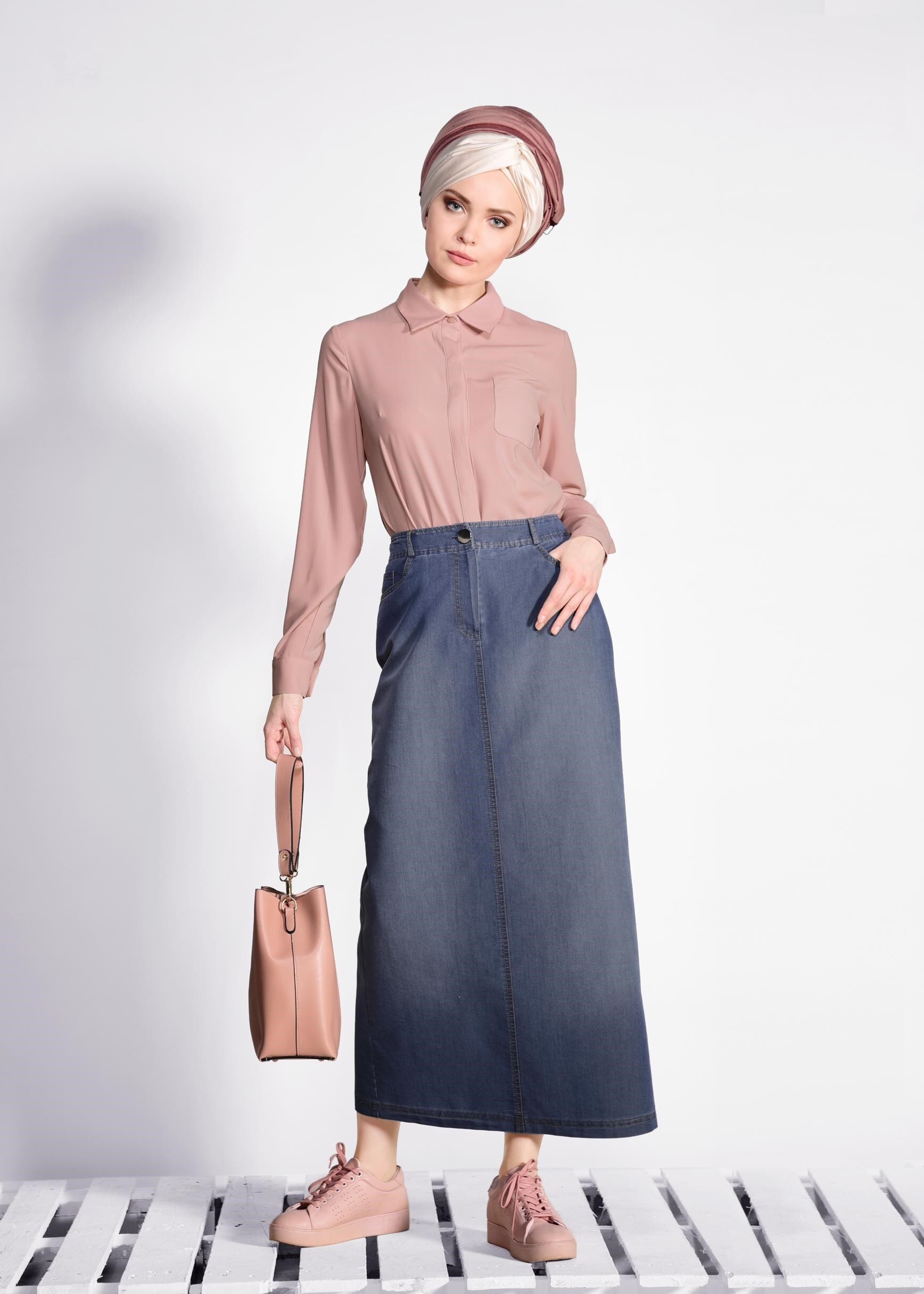 Tesettür giyim LACİVERT 6183 DALLAS ETEK 38/46 TEK40