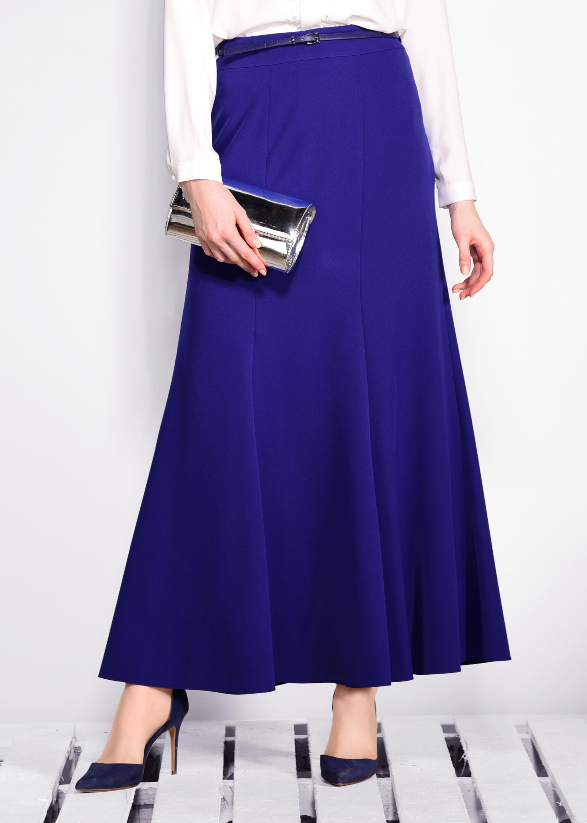 Tesettür giyim LACİVERT KEMER DETAYLI ETEK 6186