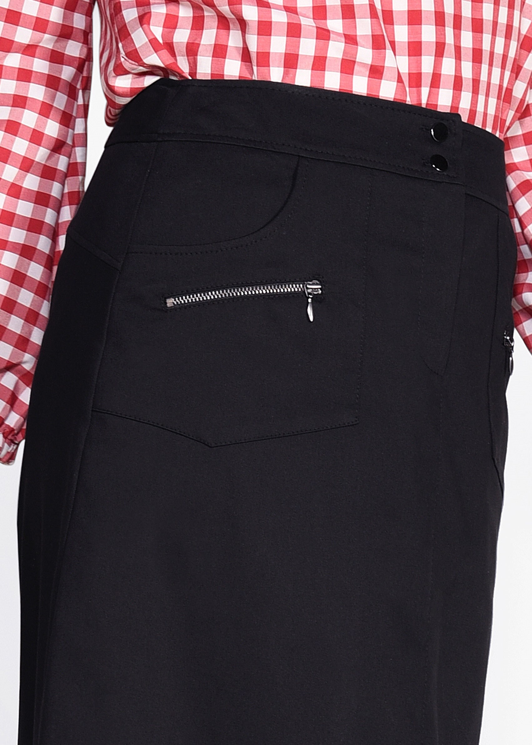 Tesettür giyim SİYAH FERMUAR DETAYLI CEPLİ ETEK 6190