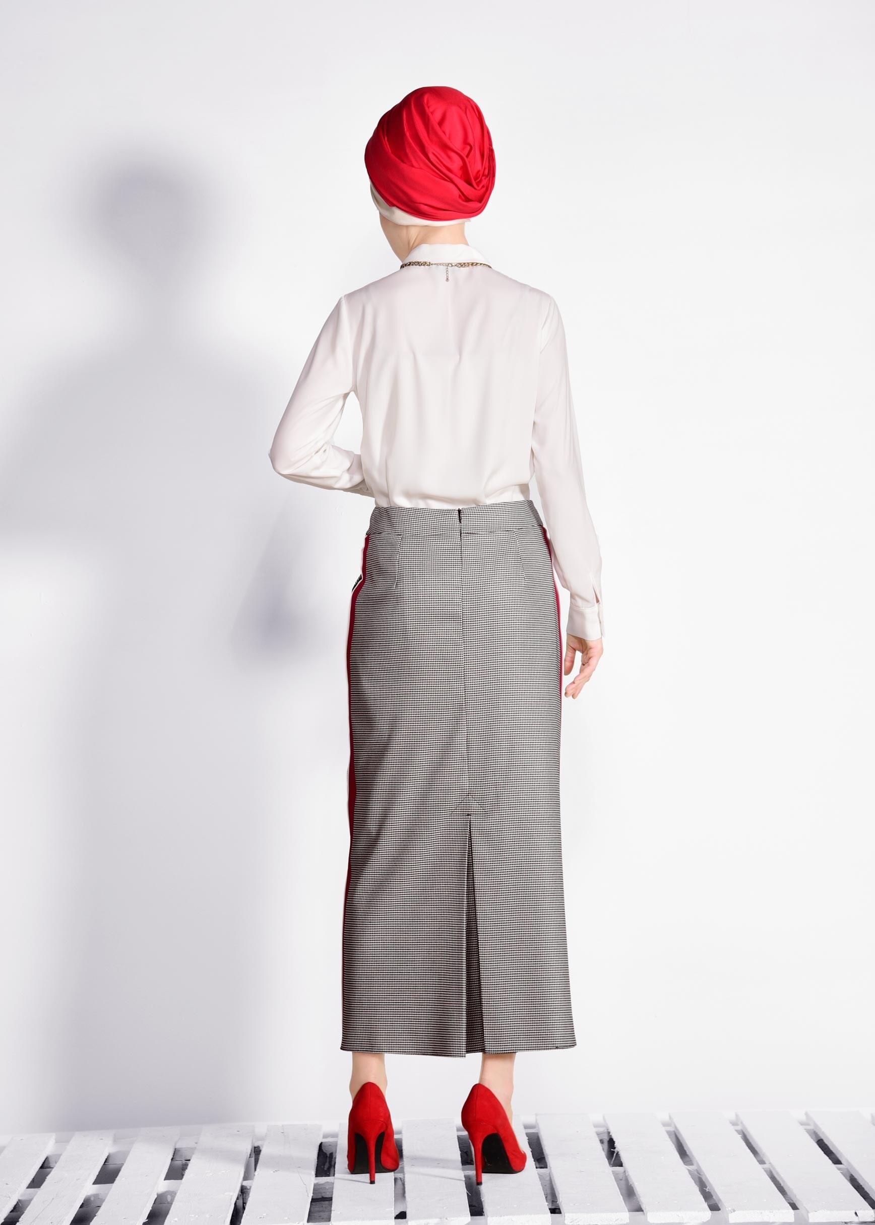 Tesettür giyim SİYAH 6193 EKOSE 615 ETEK 38/44