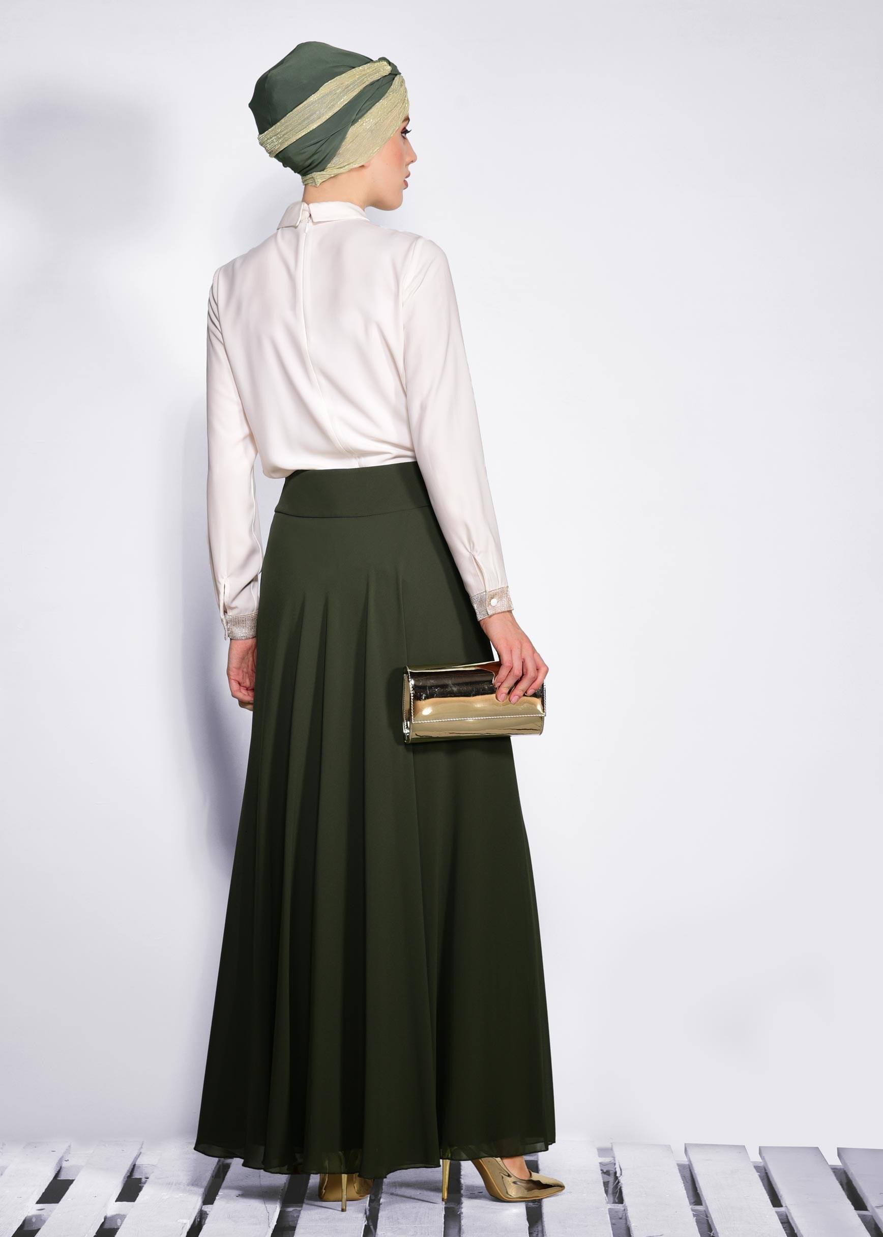 Hijab clothing KHAKI 6194 NEW MULTİ ŞİFON ETEK 38/46