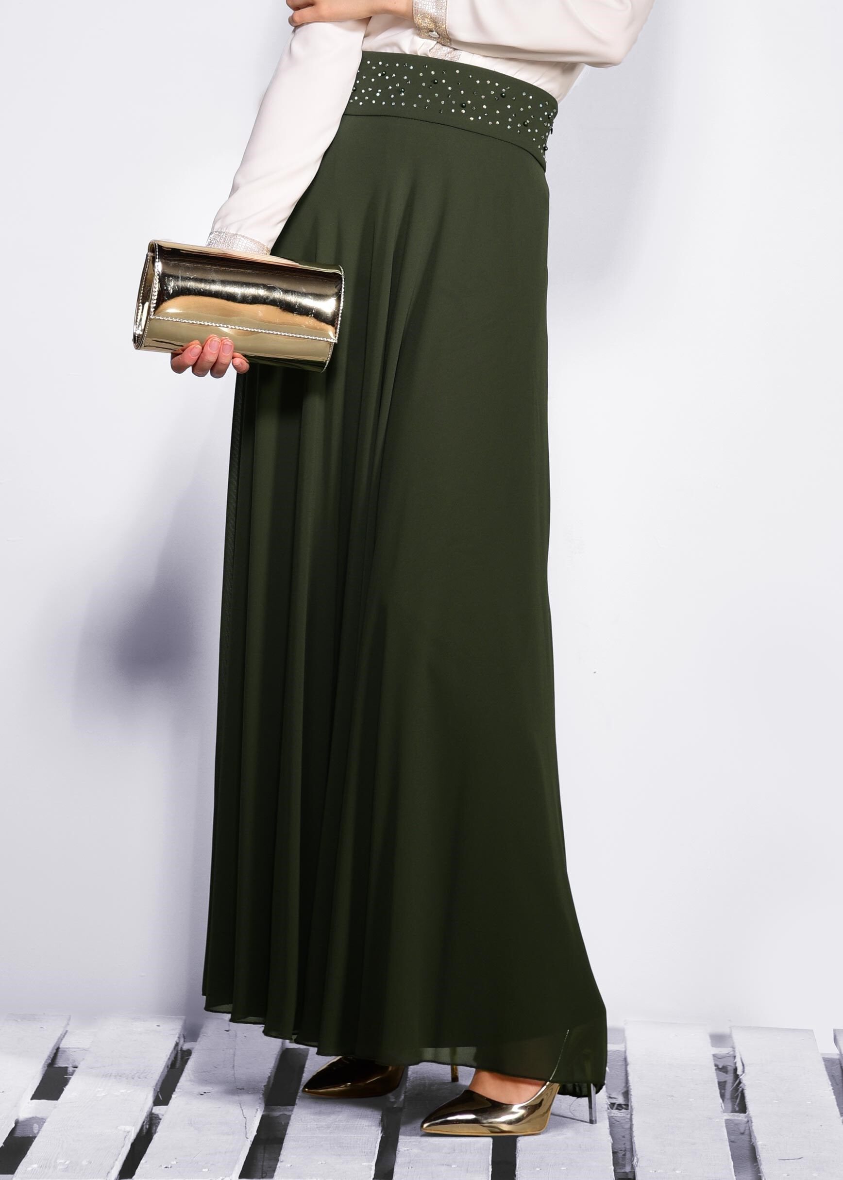 Hijab clothing KHAKI 6194 NEW MULTİ ŞİFON ETEK 38/46