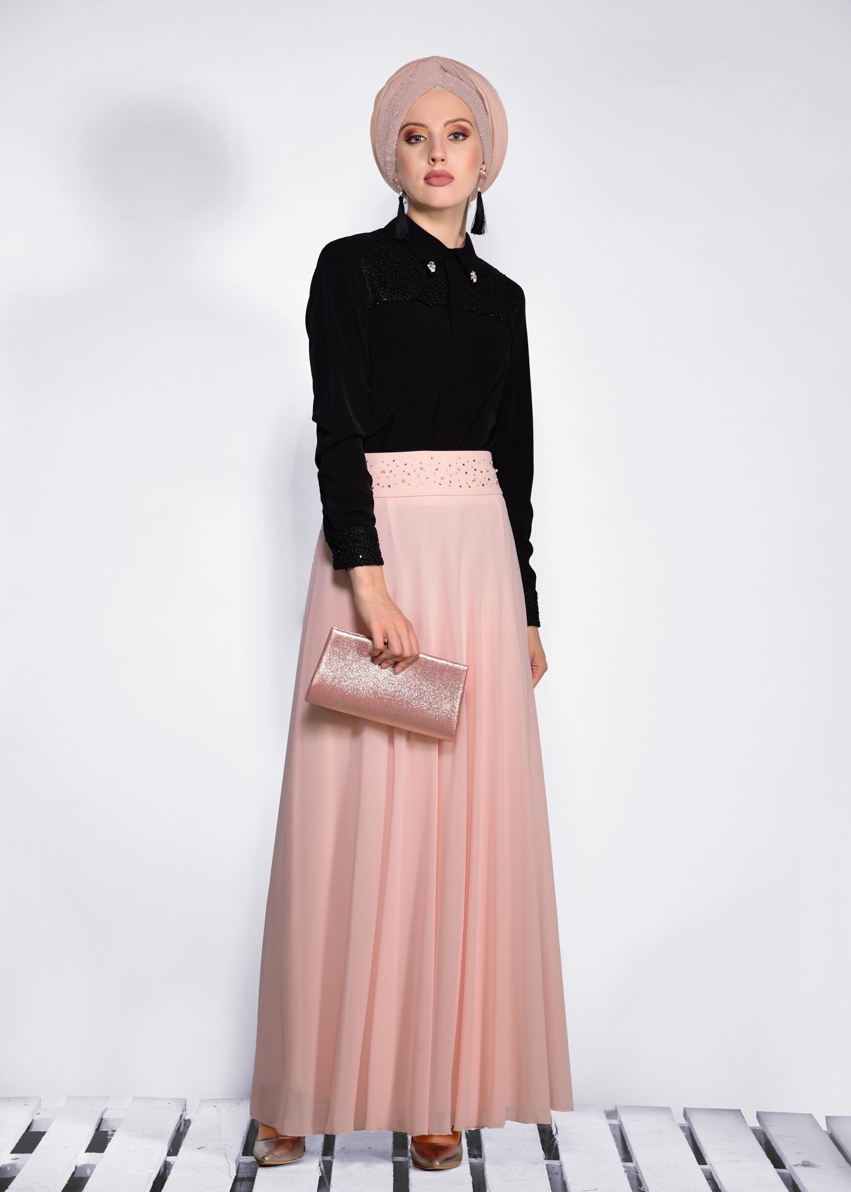 Hijab clothing POWDER 6194 NEW MULTİ ŞİFON ETEK 38/46