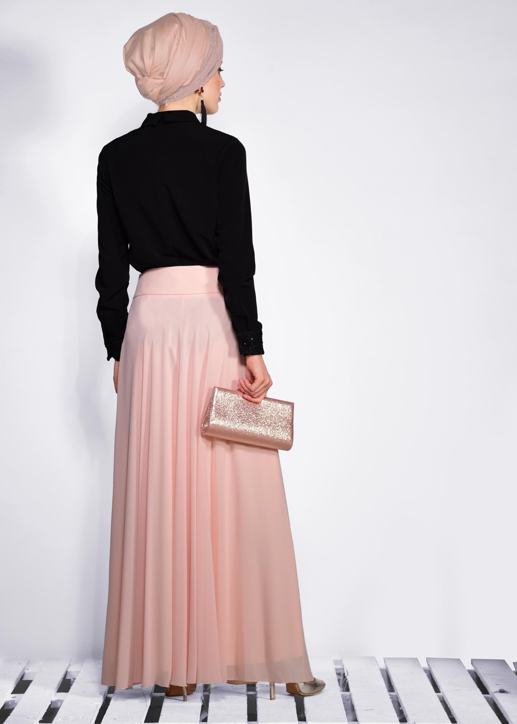Hijab clothing POWDER 6194 NEW MULTİ ŞİFON ETEK 38/46