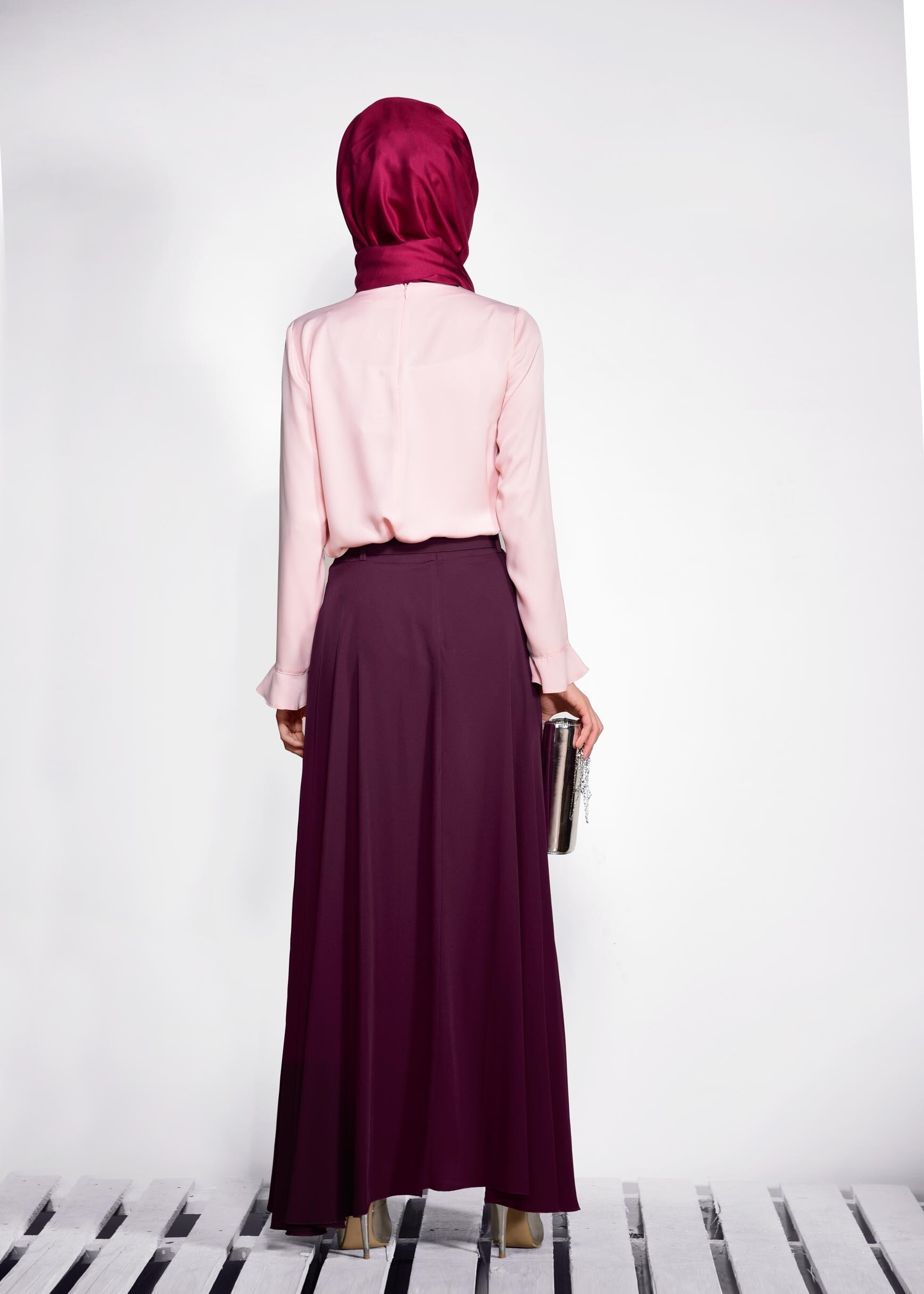 Tesettür giyim MÜRDÜM BEL KISMI KEMERLİ ETEK 6197