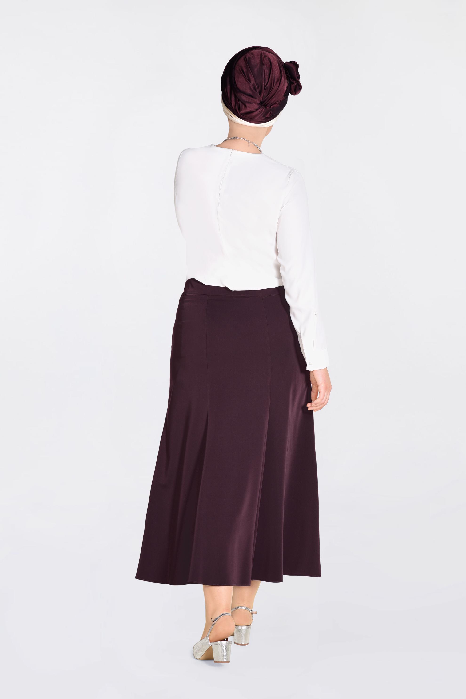 Tesettür giyim MÜRDÜM BEL KISMI TAŞ İŞLEMELİ ETEK 6209