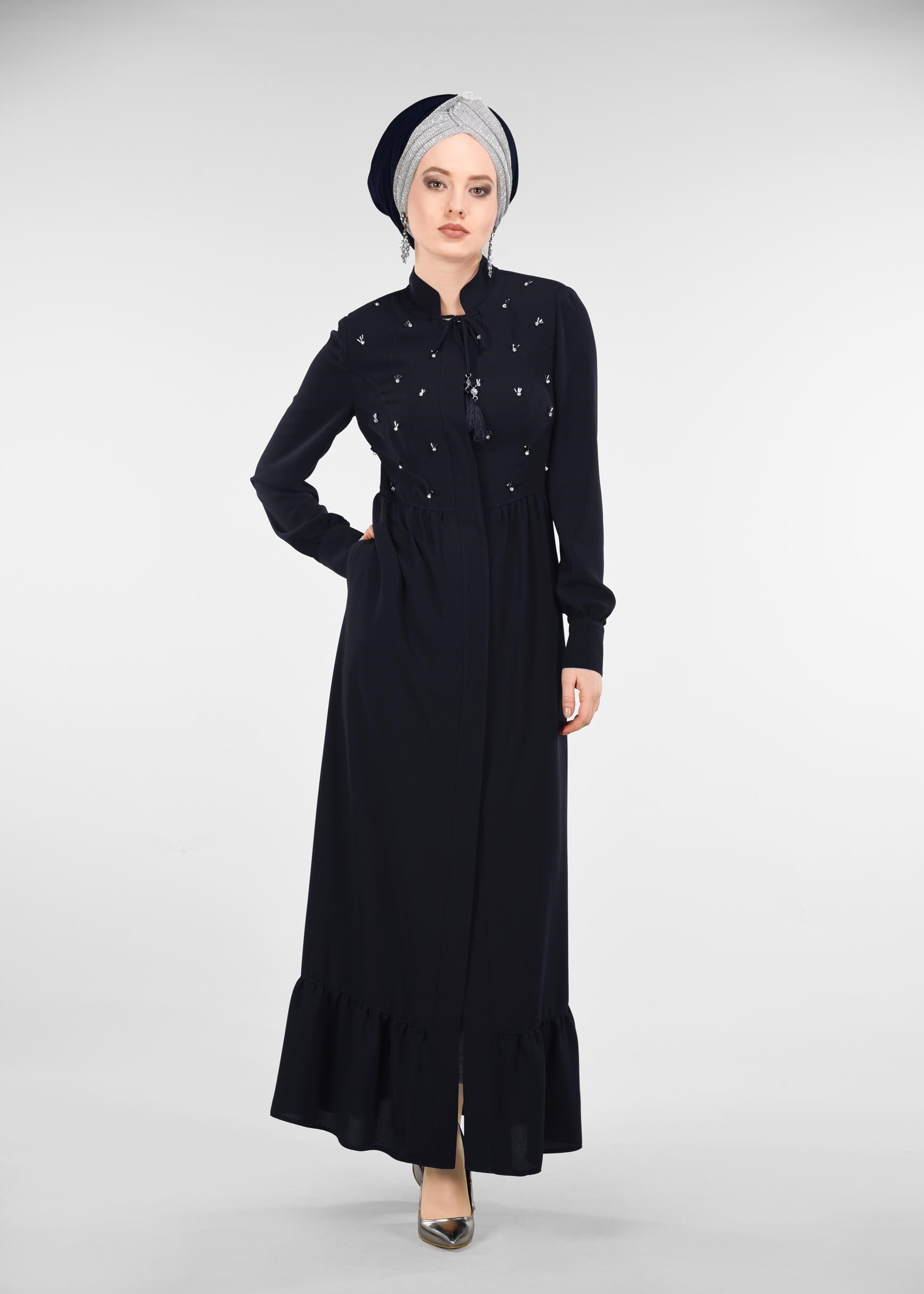 Tesettür giyim LACİVERT TAŞLI FERACE 8262 
