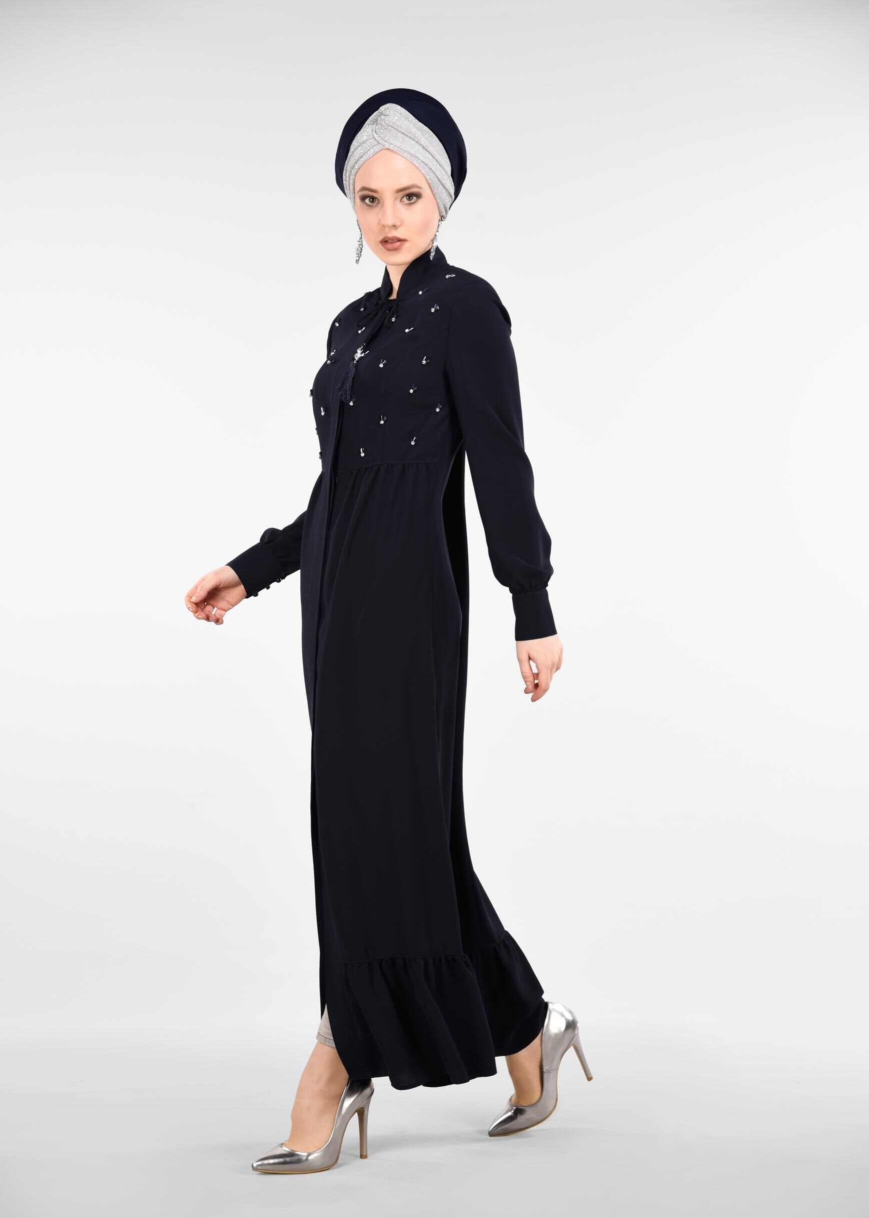Tesettür giyim LACİVERT TAŞLI FERACE 8262 