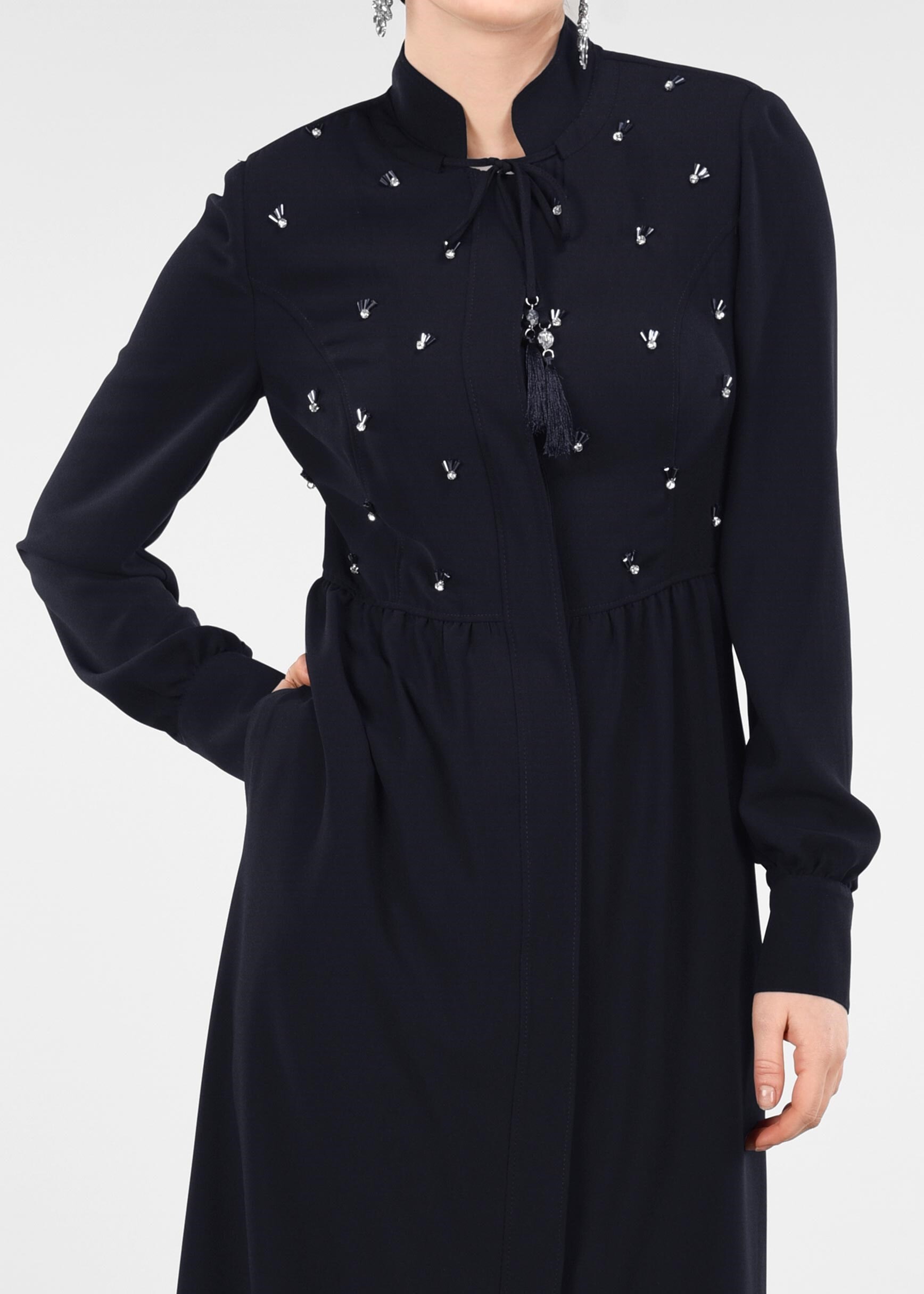 Tesettür giyim LACİVERT TAŞLI FERACE 8262 