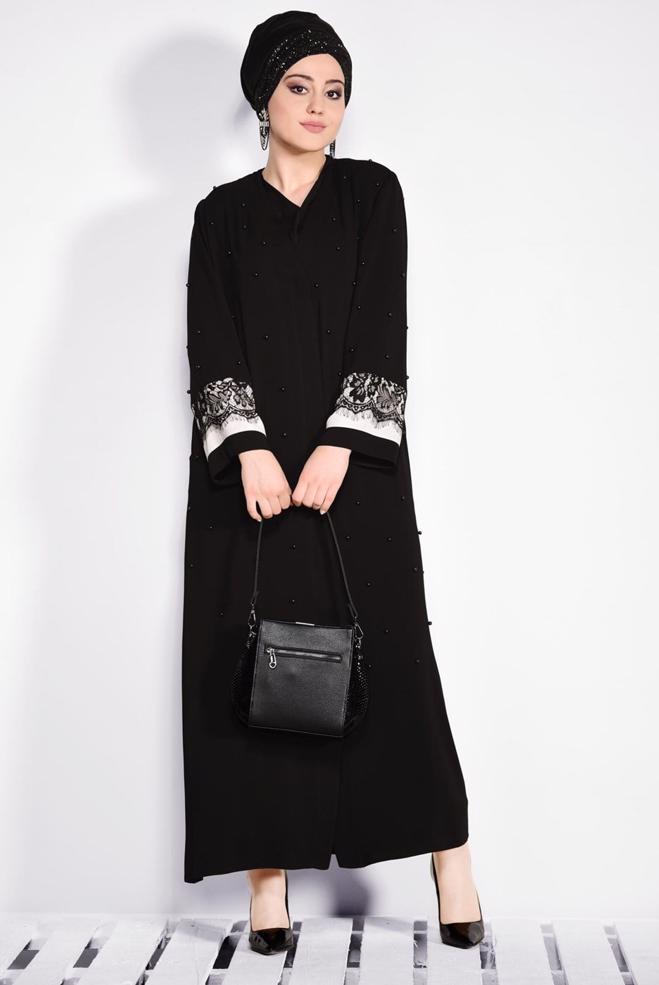 Hijab clothing BLACK 8265 VİRONA FERACE 46/52 TEK44 - ALVİNA