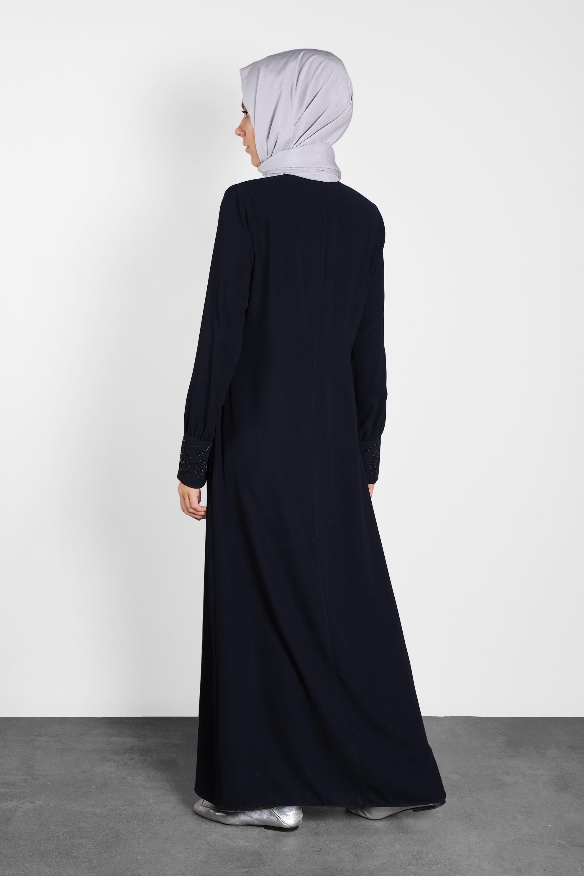 Tesettür giyim LACİVERT TAŞ BASKILI FERACE 8275