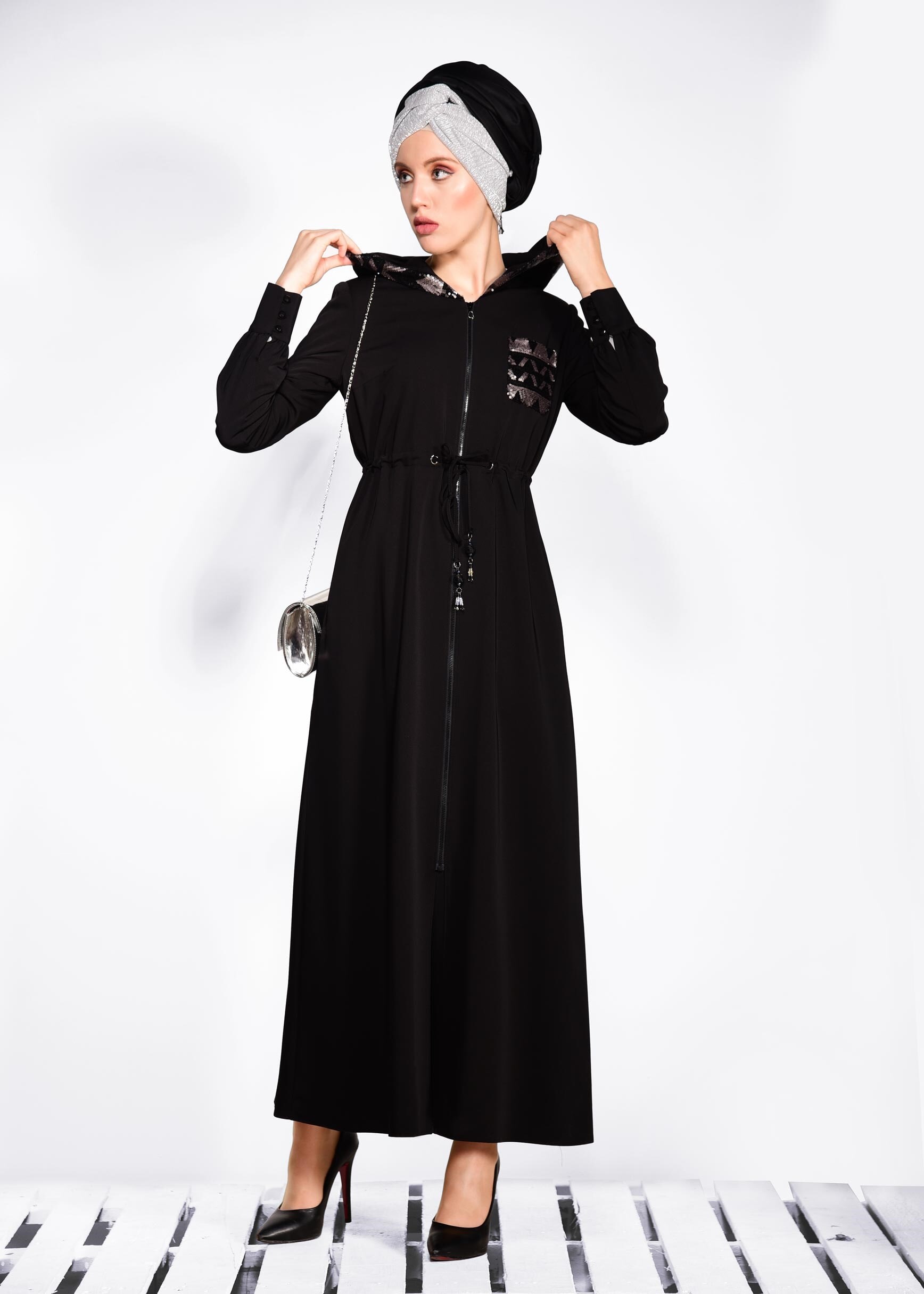 Tesettür giyim SİYAH 8276 8150 FERACE 38/46