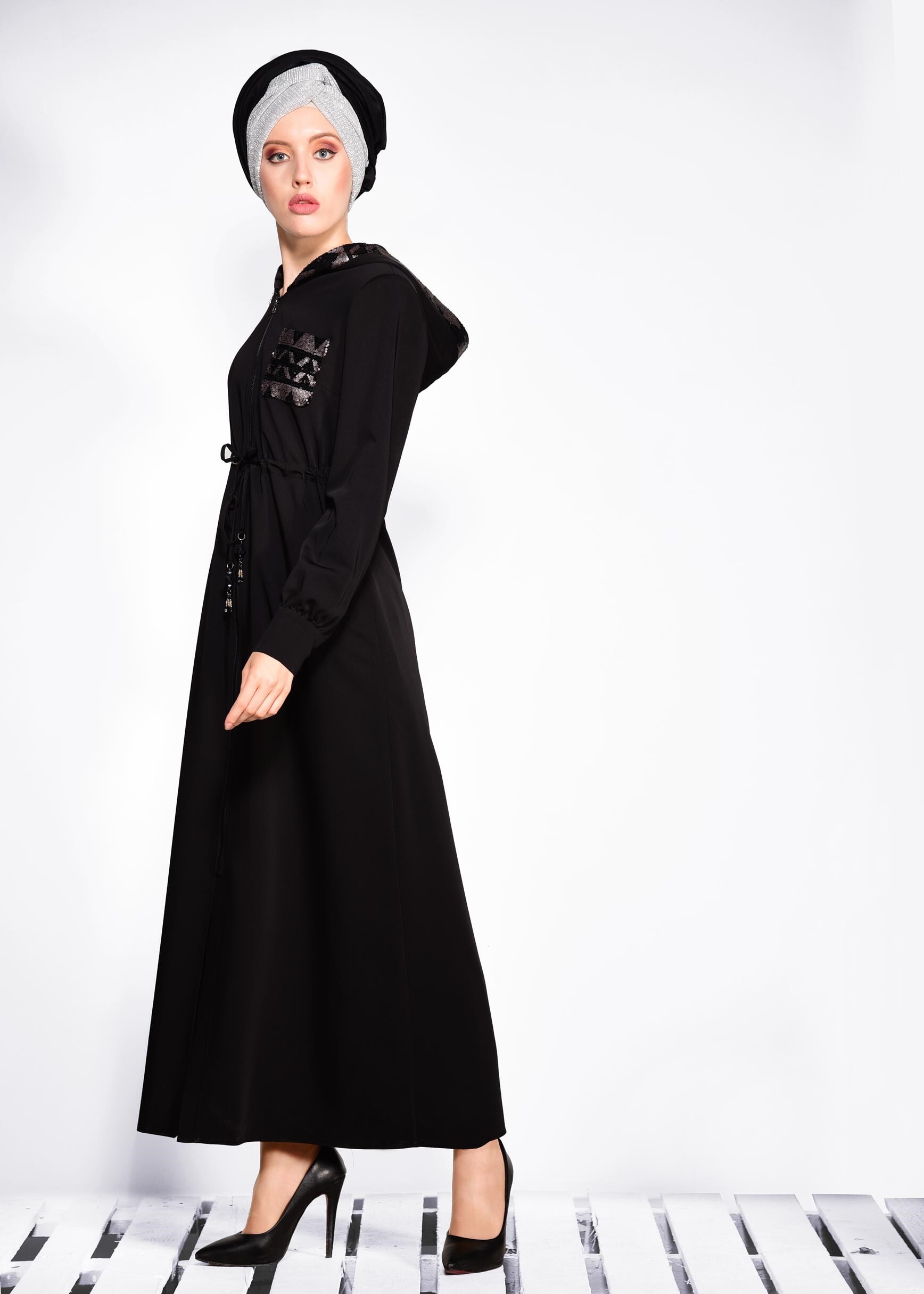 Tesettür giyim SİYAH 8276 8150 FERACE 38/46