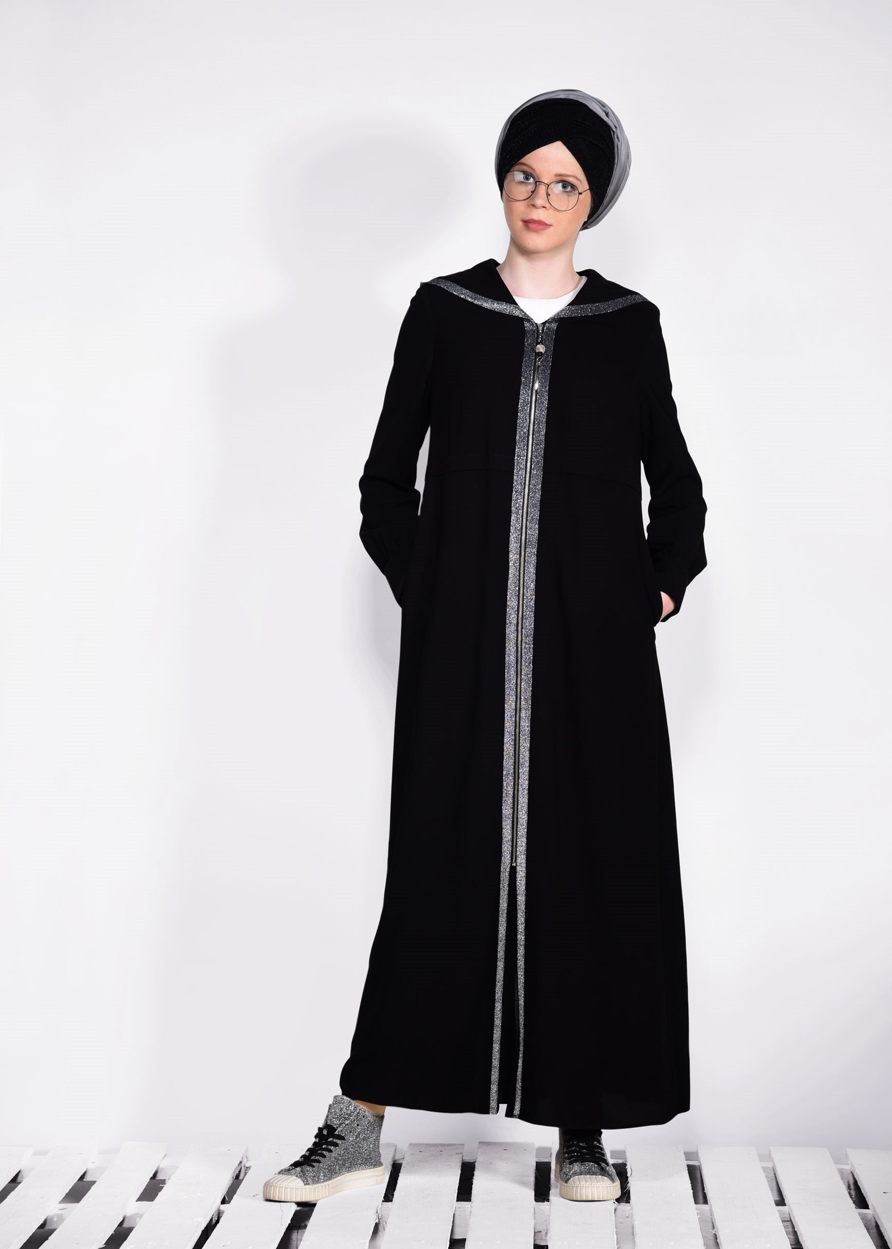 Tesettür giyim SİYAH 8282 GİNO FERACE 40/48 TEK38