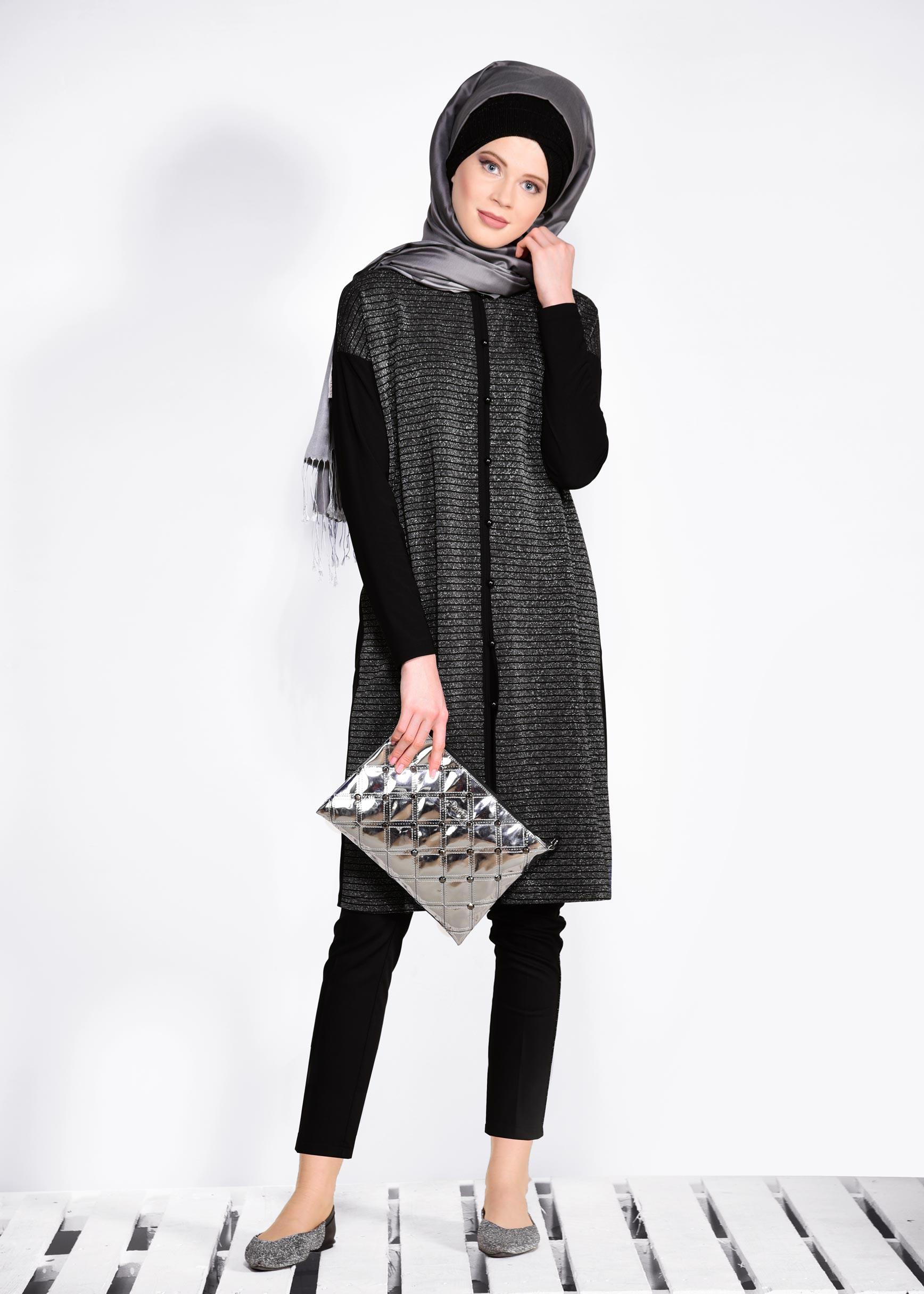 Tesettür giyim SİYAH 4111 SOMENY HIRKA 40/48