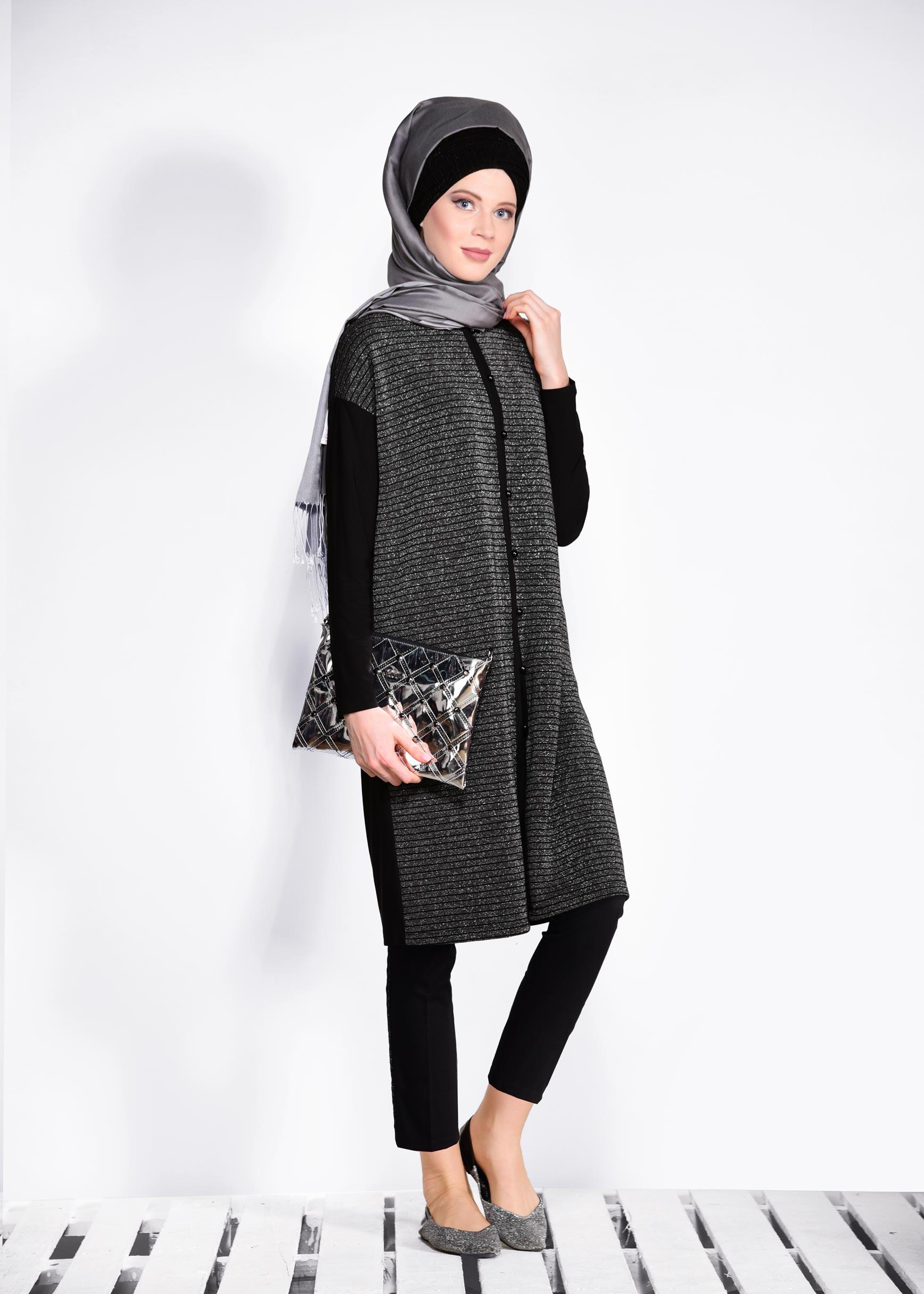 Tesettür giyim SİYAH 4111 SOMENY HIRKA 40/48