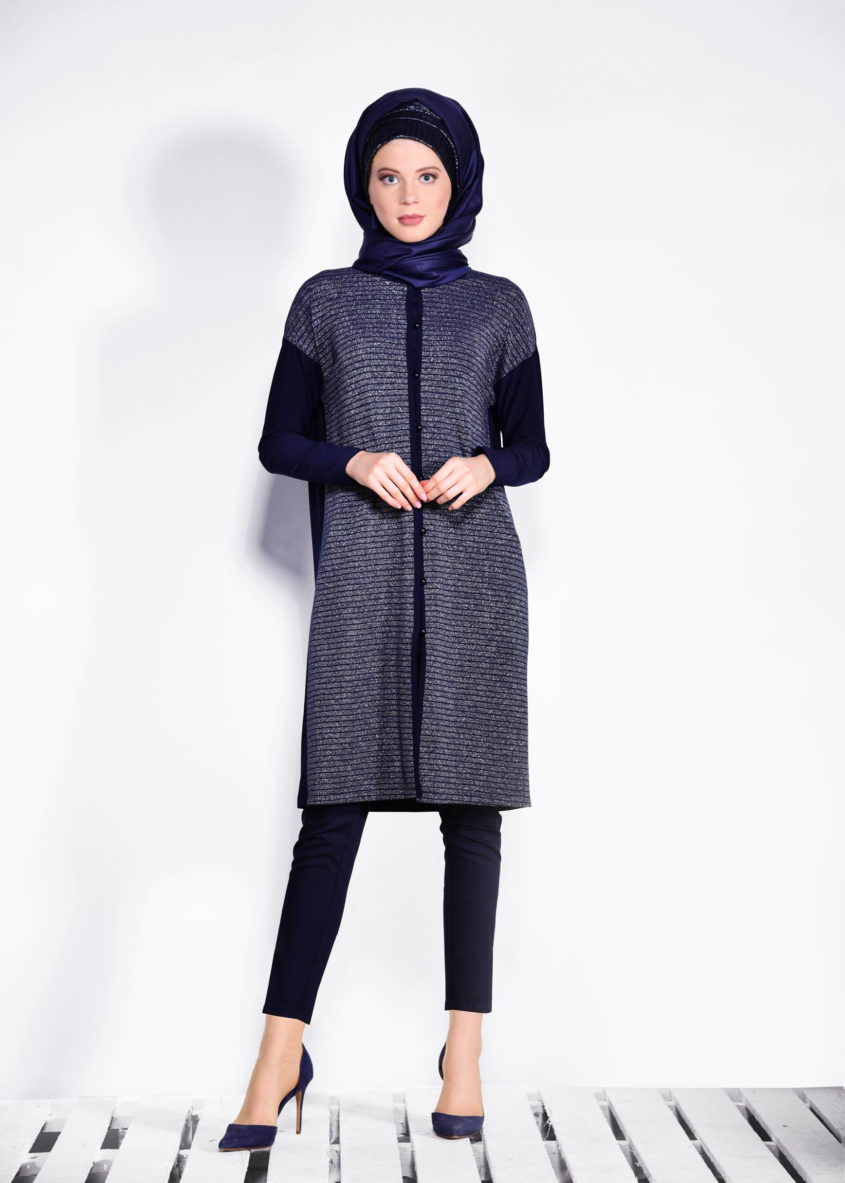 Tesettür giyim LACİVERT 4111 SOMENY HIRKA 40/48