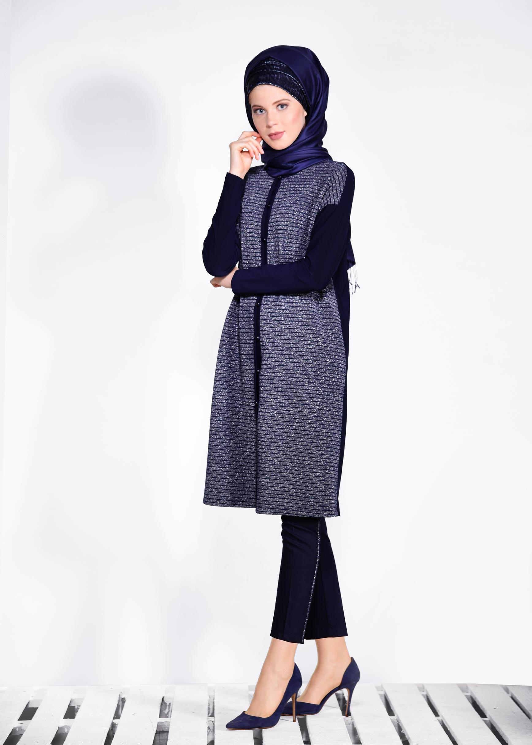 Tesettür giyim LACİVERT 4111 SOMENY HIRKA 40/48