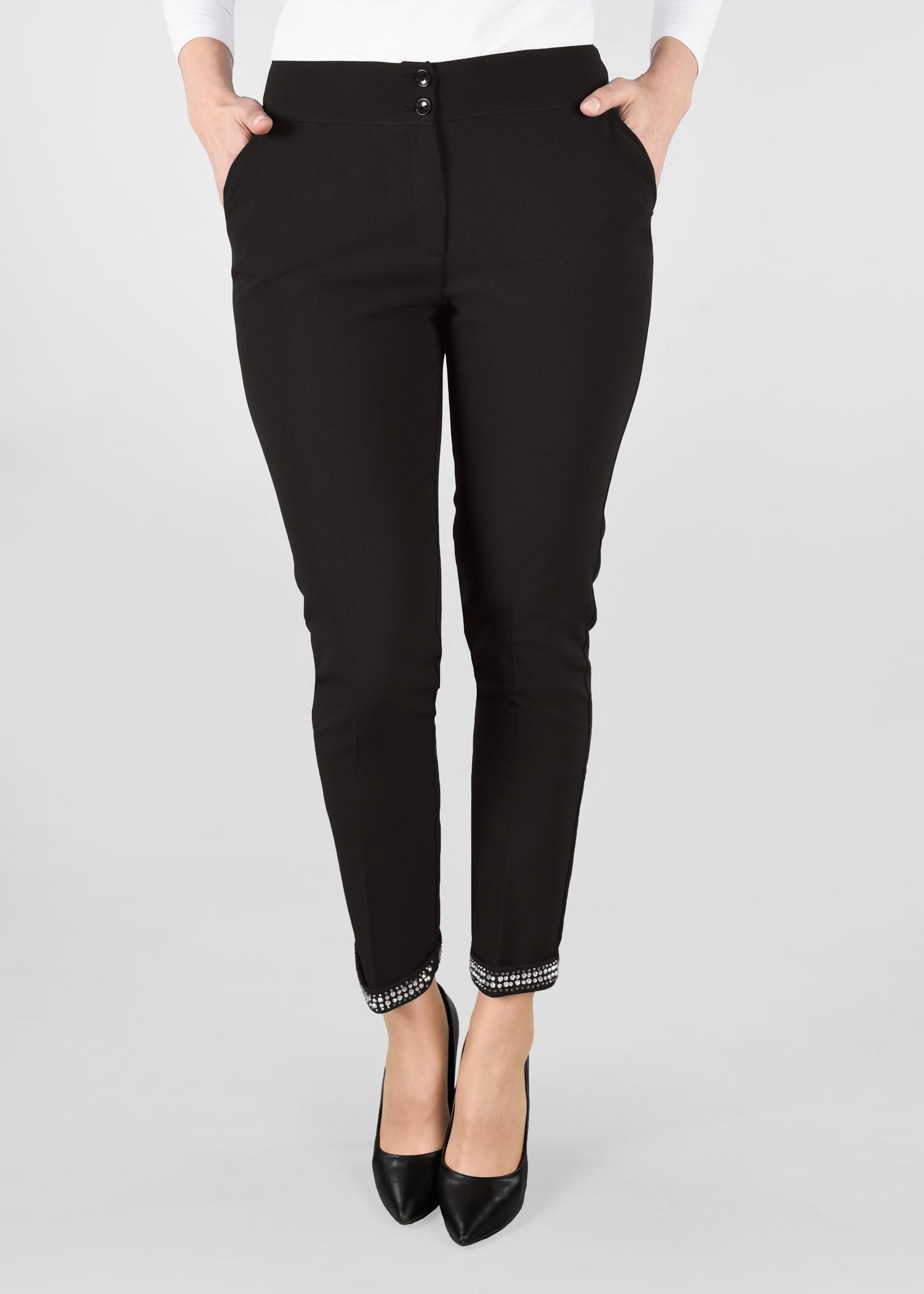 Tesettür giyim SİYAH BİLEK KISMI TAŞ İŞLEMELİ PANTOLON 7285