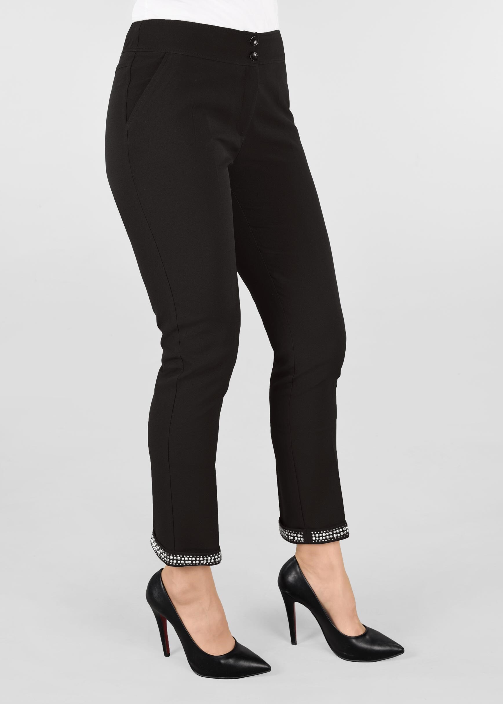 Tesettür giyim SİYAH BİLEK KISMI TAŞ İŞLEMELİ PANTOLON 7285