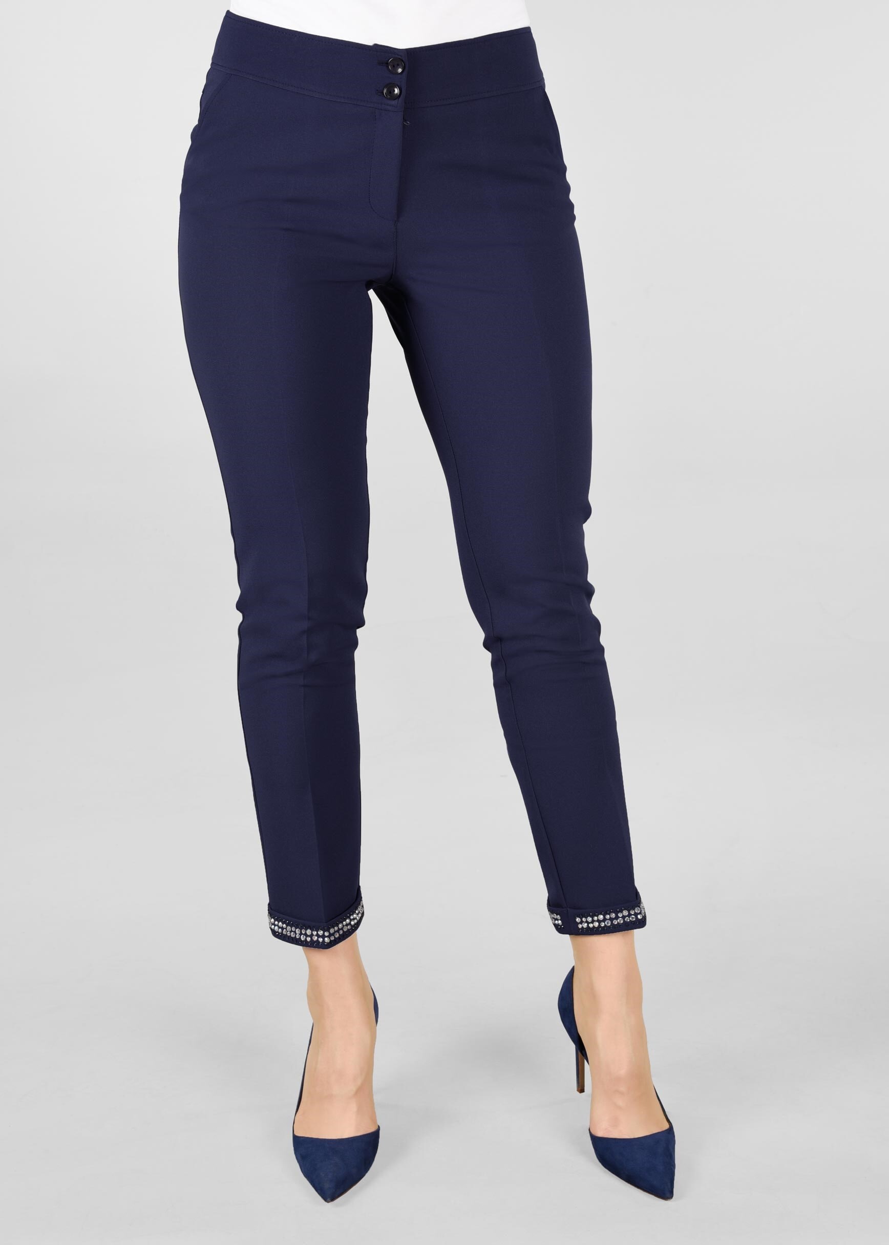 Tesettür giyim LACİVERT BİLEK KISMI TAŞ İŞLEMELİ PANTOLON 7285