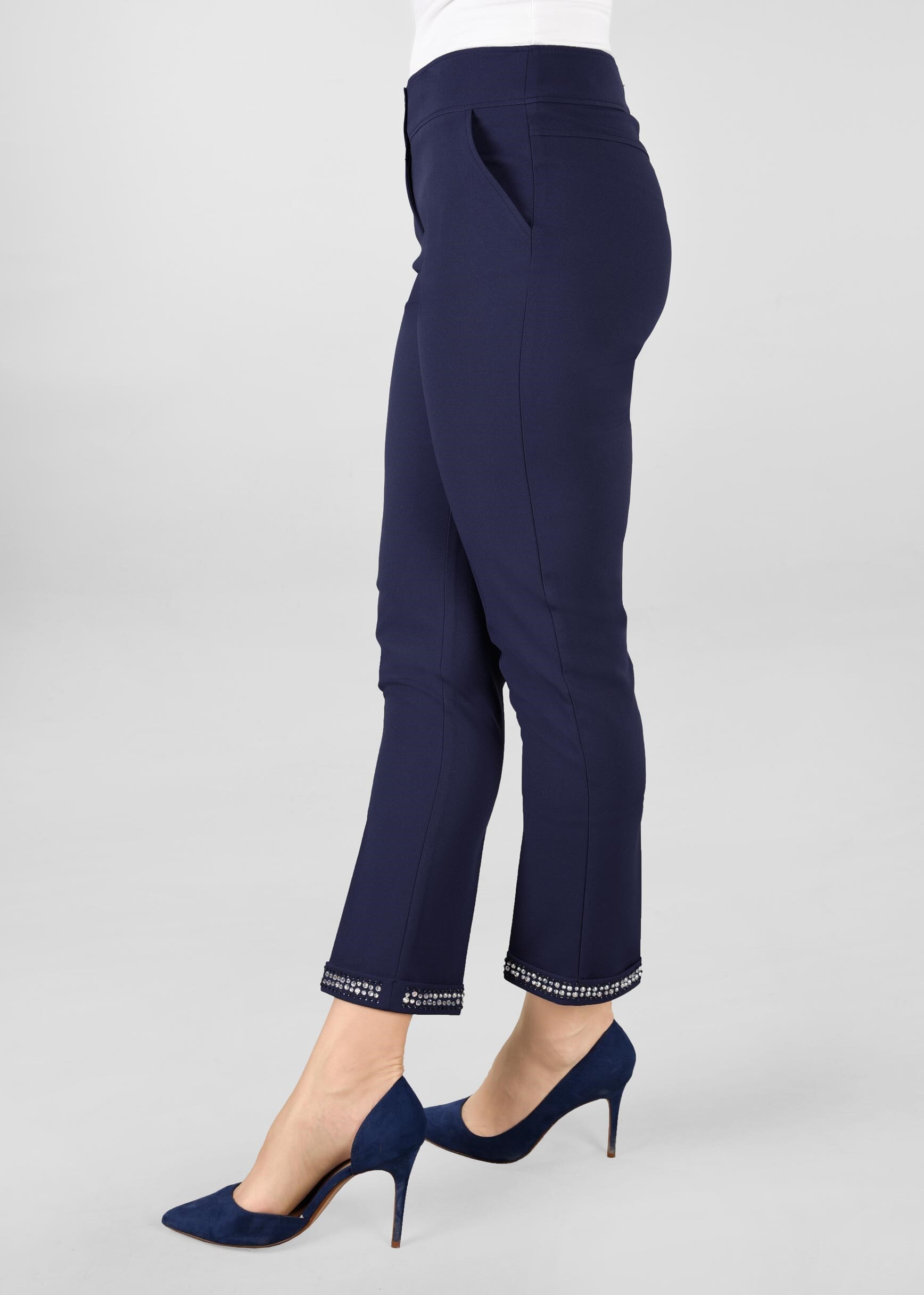 Tesettür giyim LACİVERT BİLEK KISMI TAŞ İŞLEMELİ PANTOLON 7285