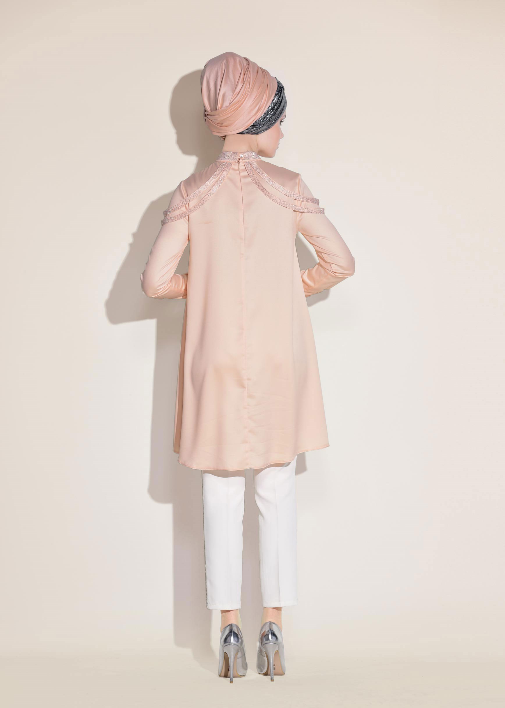 Tesettür giyim BEYAZ TAŞ ŞERİTLİ PANTOLON 7286