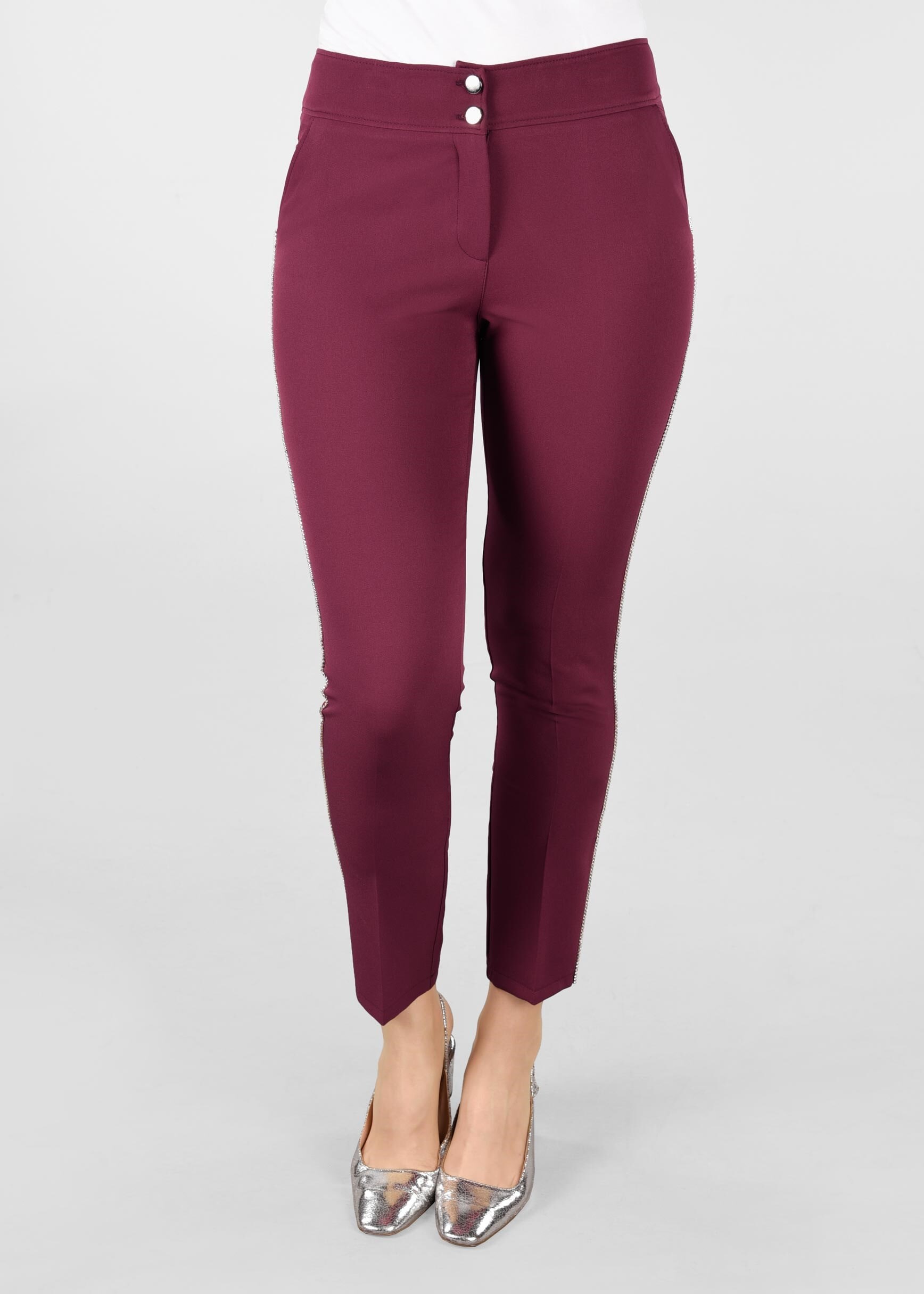 Tesettür giyim FUŞYA TAŞ ŞERİTLİ PANTOLON 7286