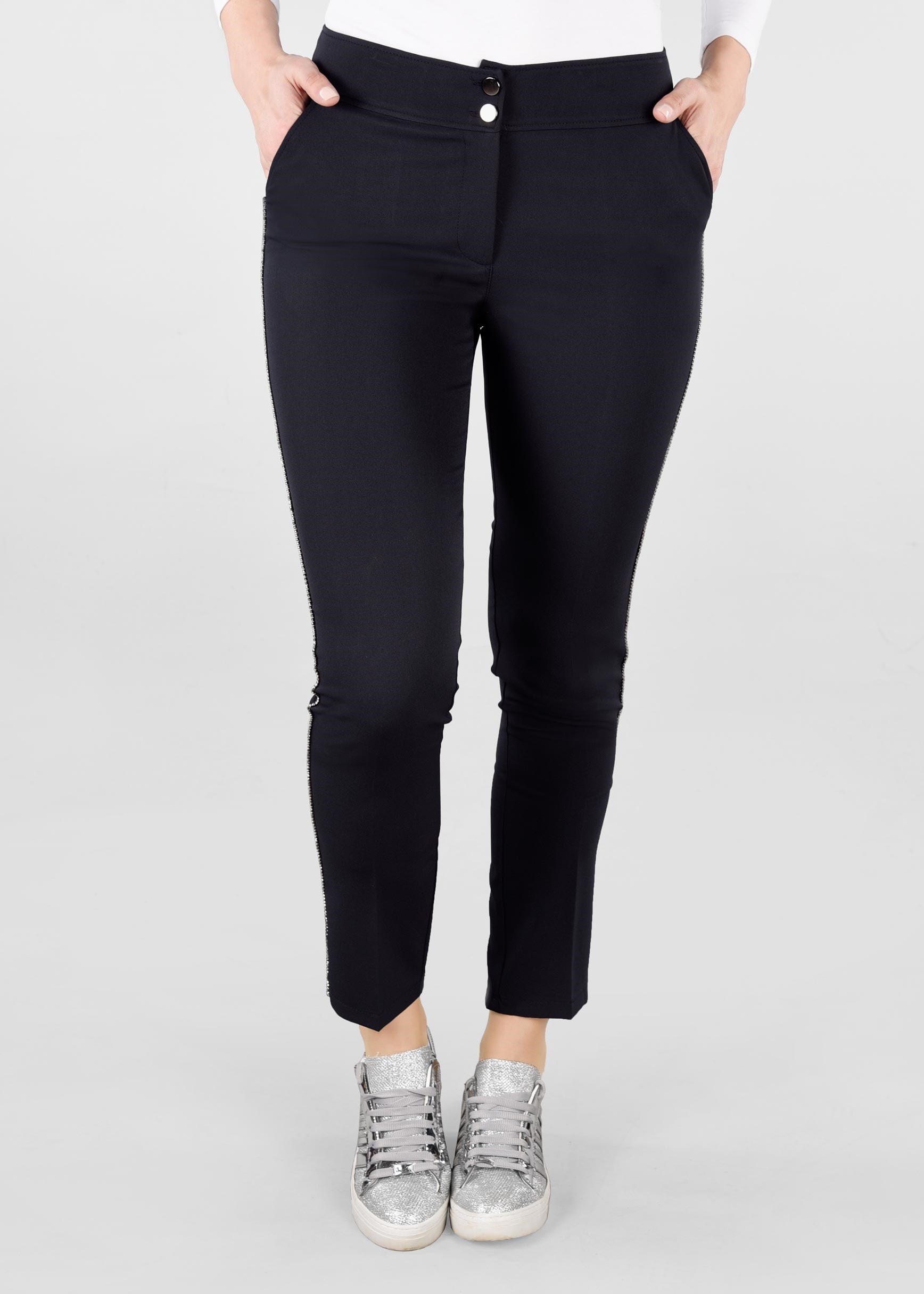 Tesettür giyim LACİVERT TAŞ ŞERİTLİ PANTOLON 7286