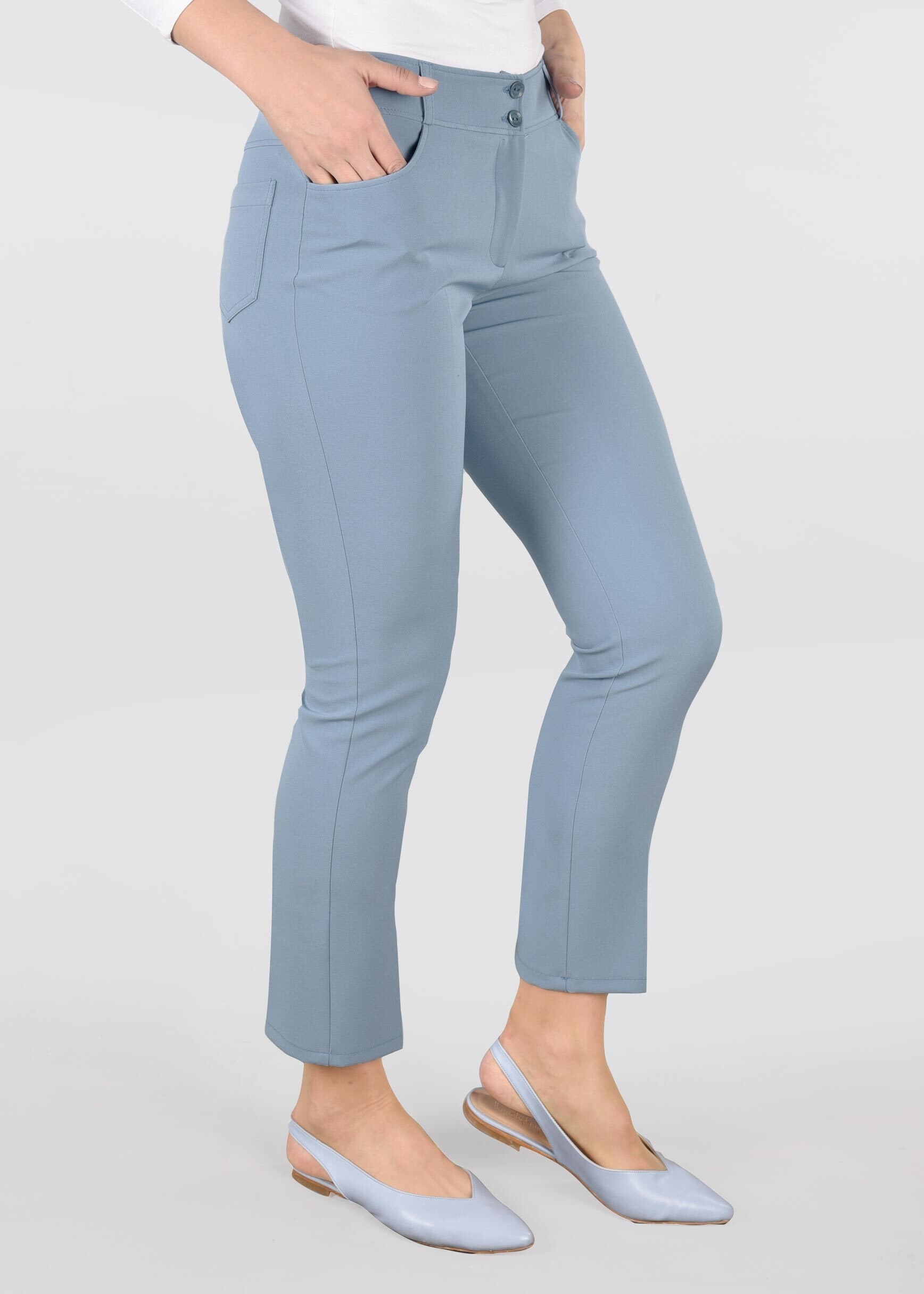 Tesettür giyim MAVİ KLASİK KESİM PANTOLON 7287