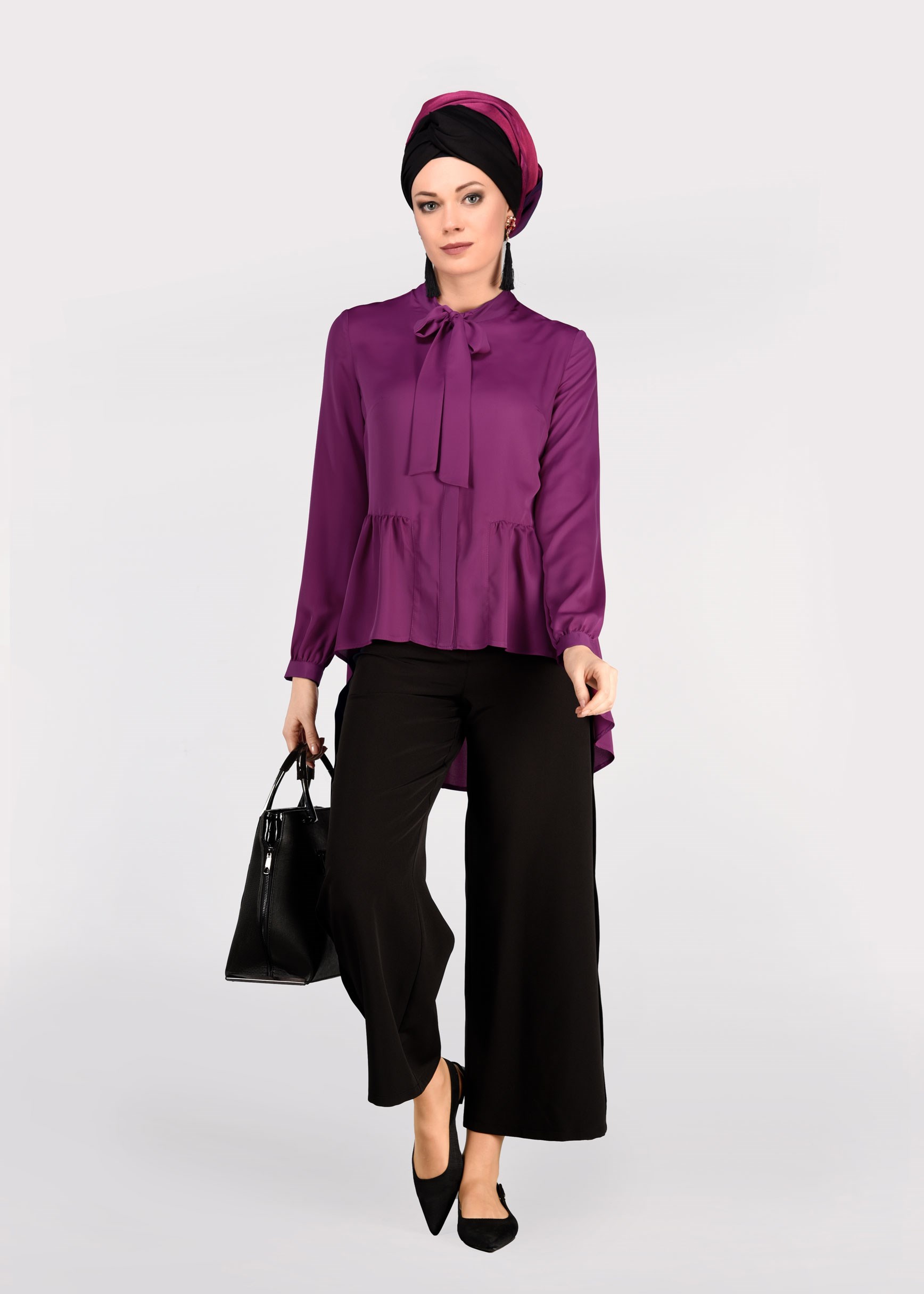 Tesettür giyim SİYAH ÇITÇIT DETAYLI PANTOLON 7288