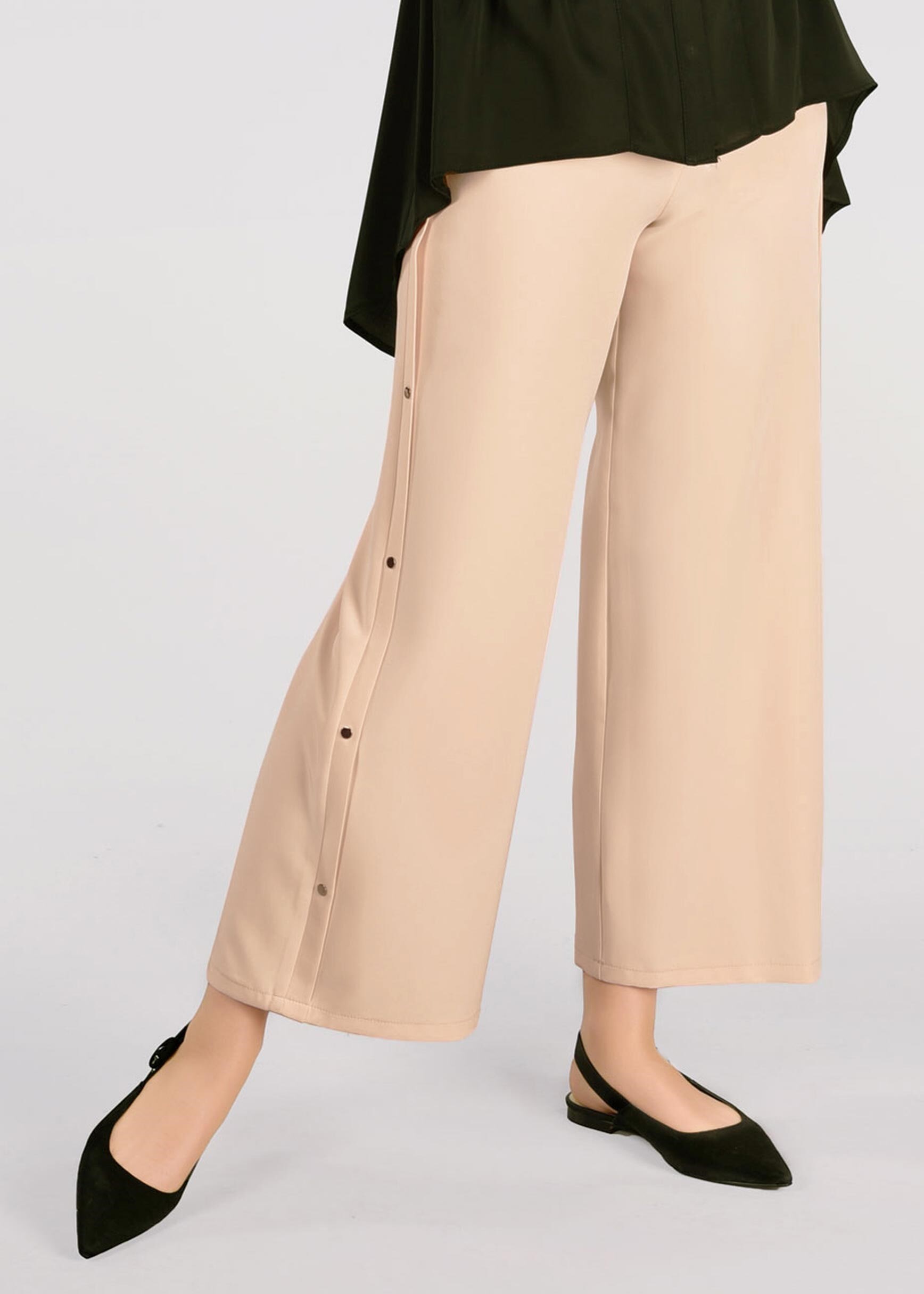 Tesettür giyim BEJ ÇITÇIT DETAYLI PANTOLON 7288