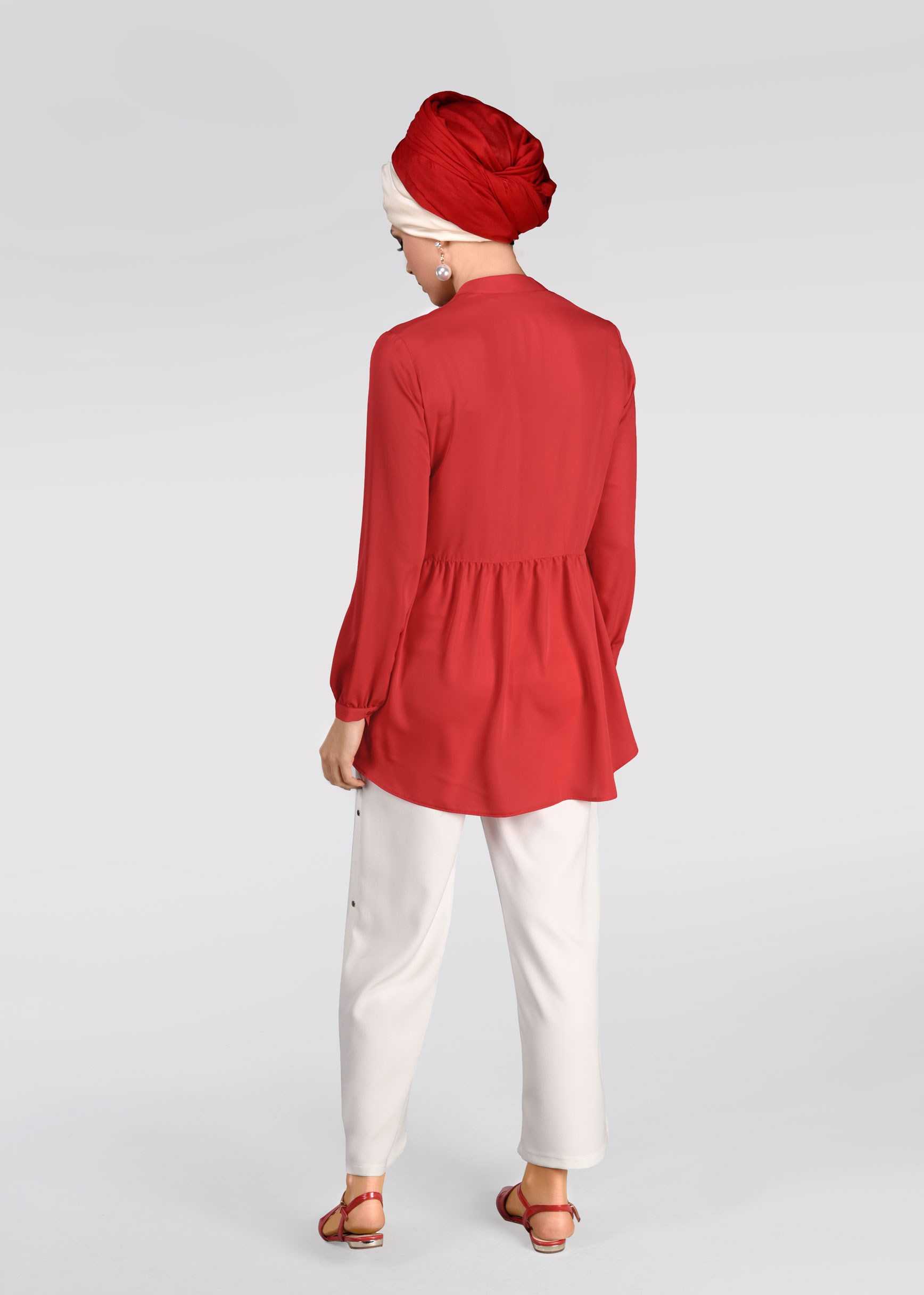 Tesettür giyim EKRU ÇITÇIT DETAYLI PANTOLON 7288